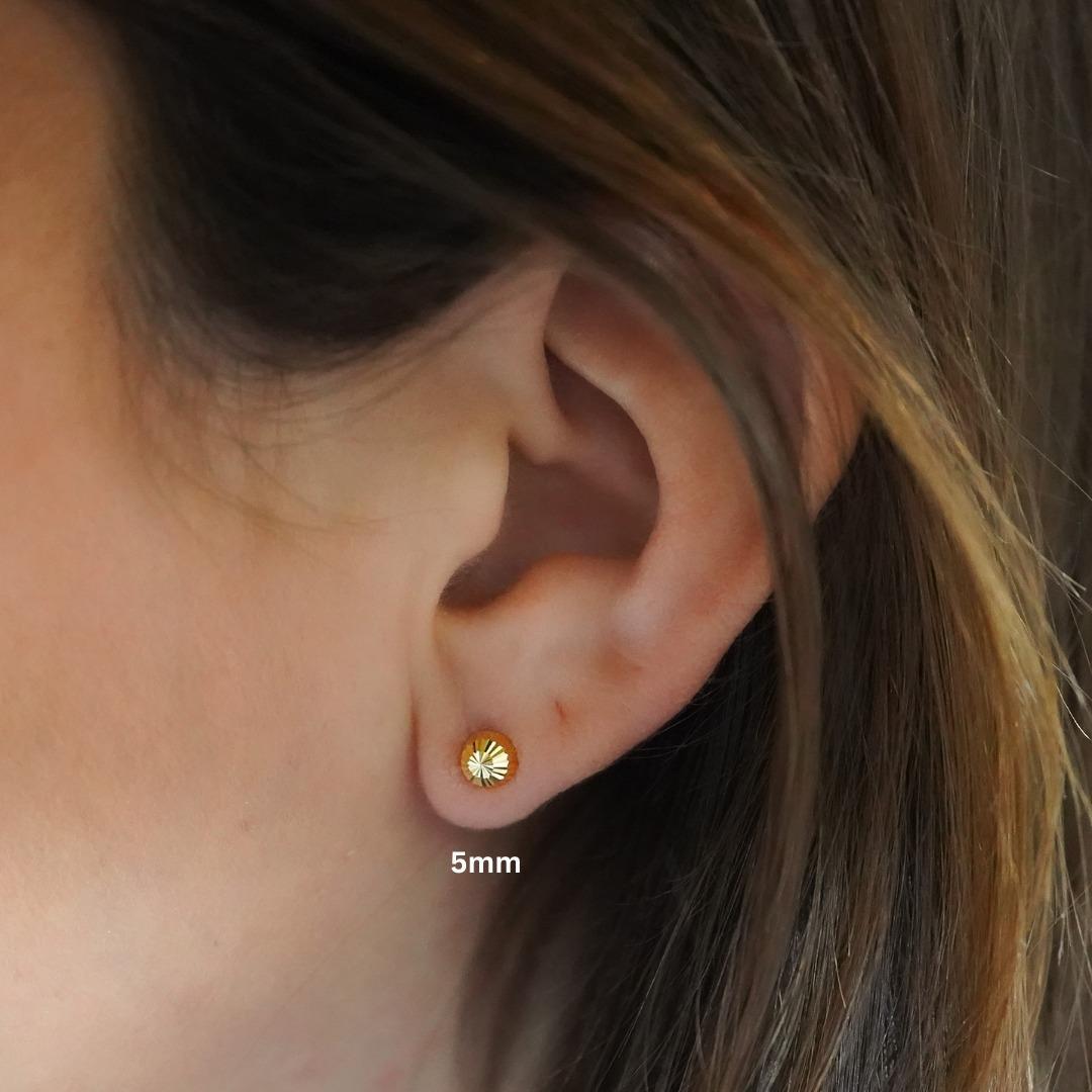 6mm Halbkugel Kugel 14K Gold Diamantschliff Ohrstecker im Angebot 5