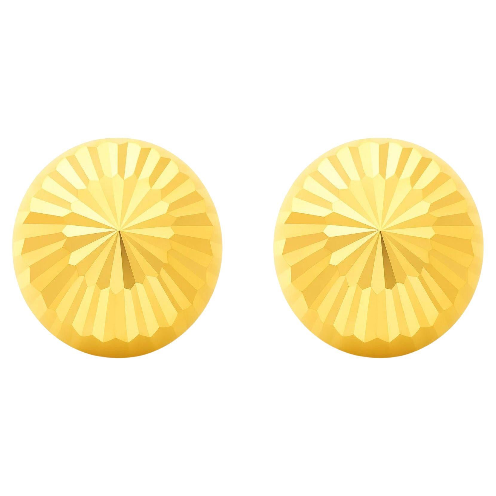 6mm Halbkugel Kugel 14K Gold Diamantschliff Ohrstecker im Angebot