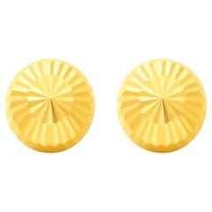 6mm Half Ball Sphere 14K Gold Diamond Cut Studs