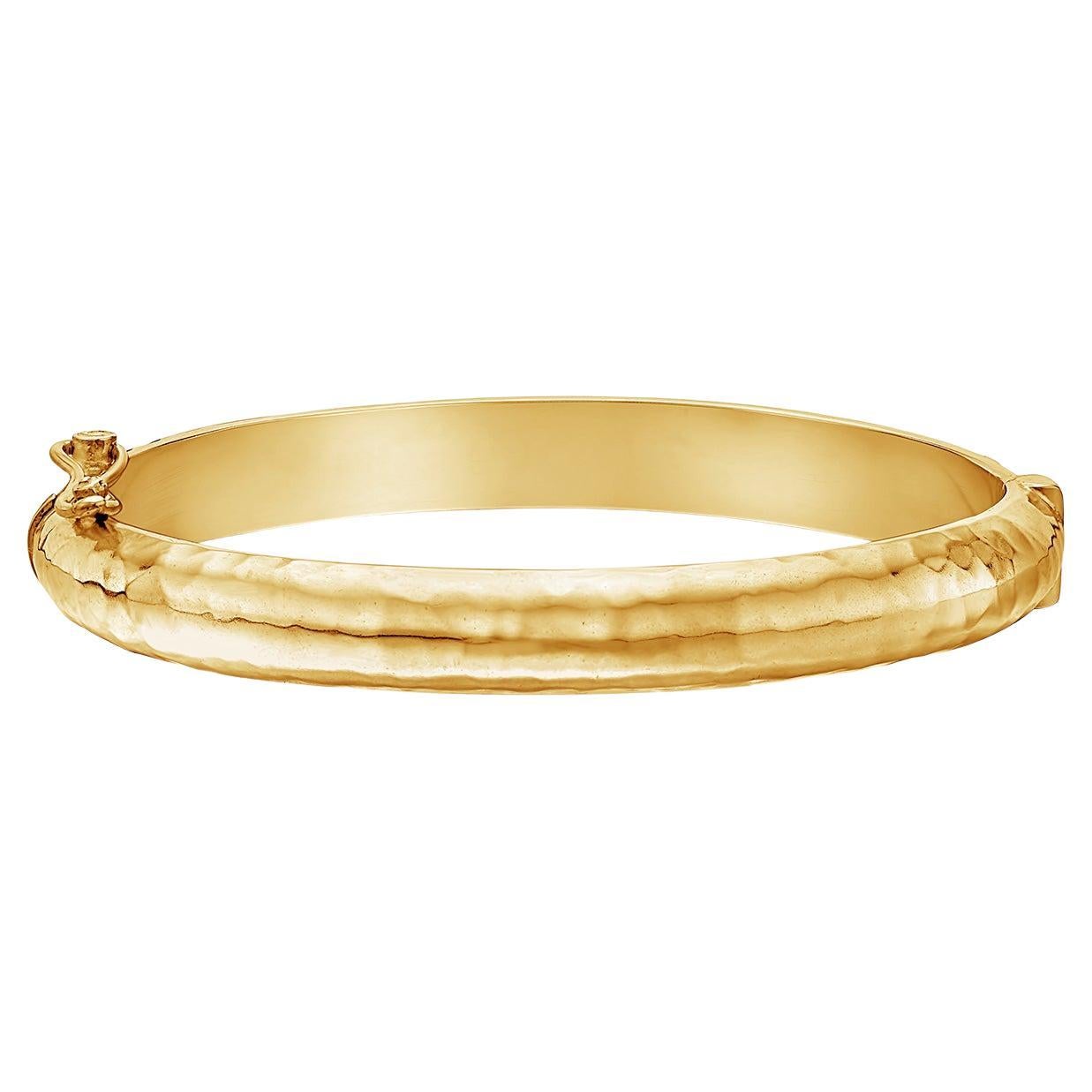 6mm Hinged Hammered Nomad Bangle In 18ct Gold Vermeil For Sale
