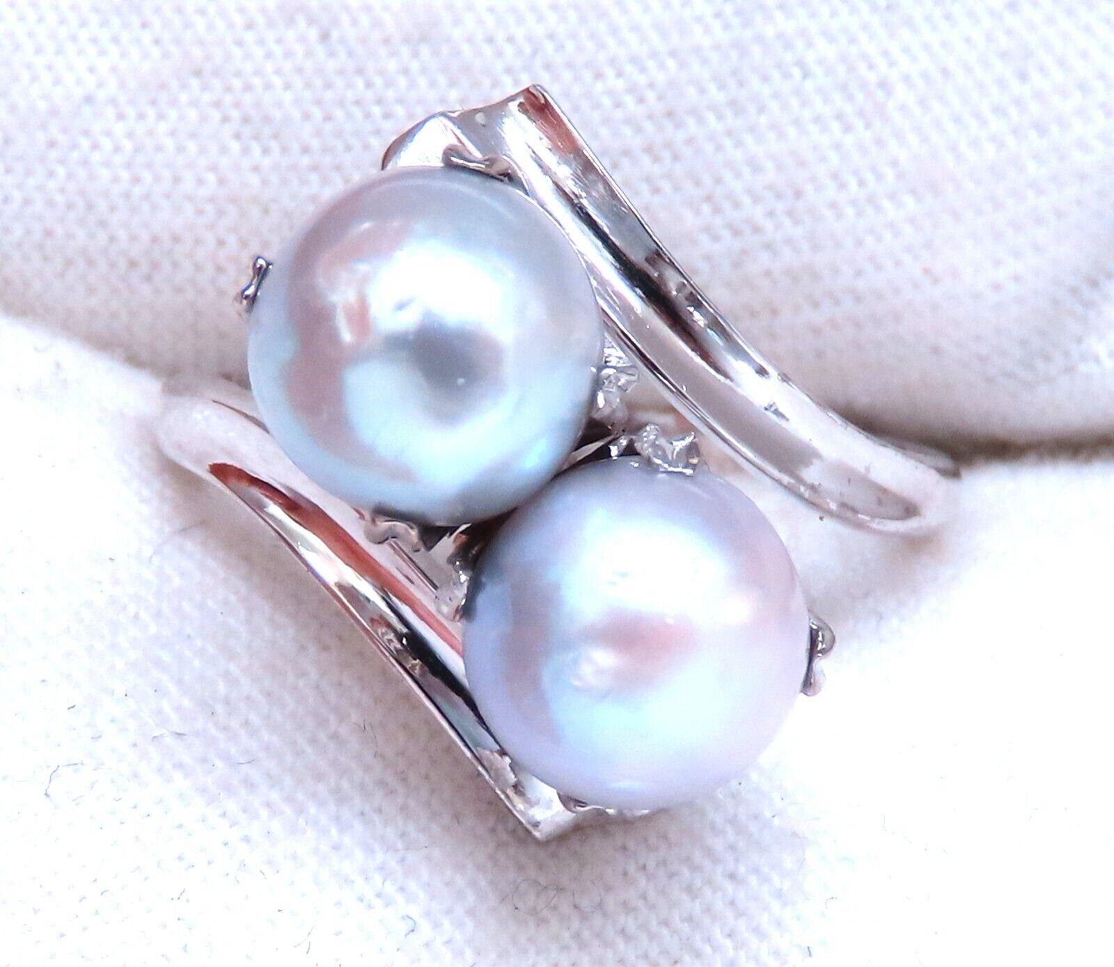 Women's or Men's 6mm Natural Gray Cultured Pearl Ring 14kt For Sale