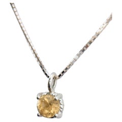 6mm Round Citrine Twist Dainty Pendant in Sterling Silver with Italian Chain