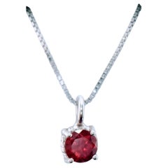 6mm Round Garnet Dainty Twist Pendant in Sterling Silver with Italian Chain