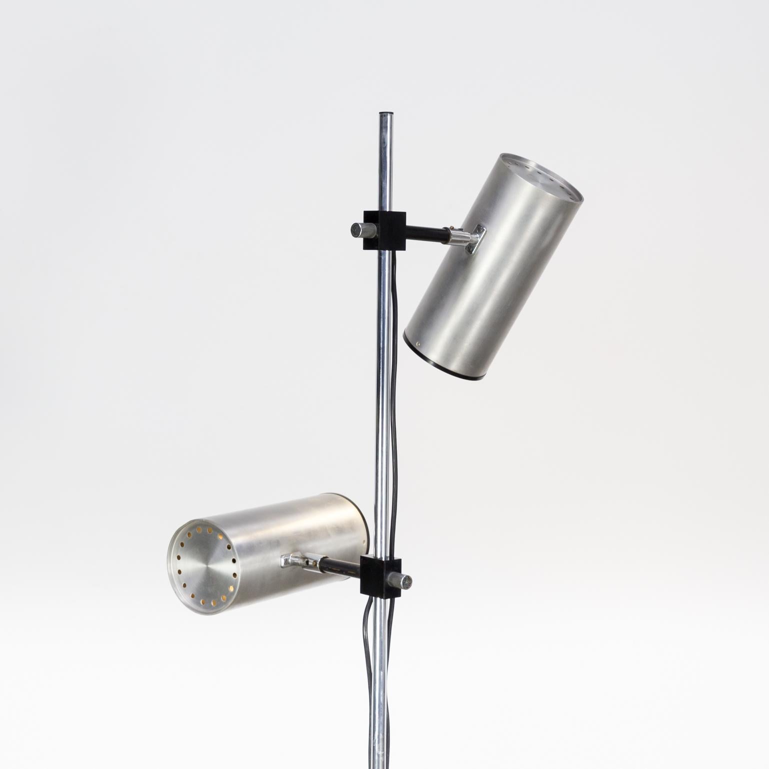 1960s Maria Pergay Twin Stainless Steel Shade Floor Lamp for Uginox–Ugine Gueugn For Sale 5