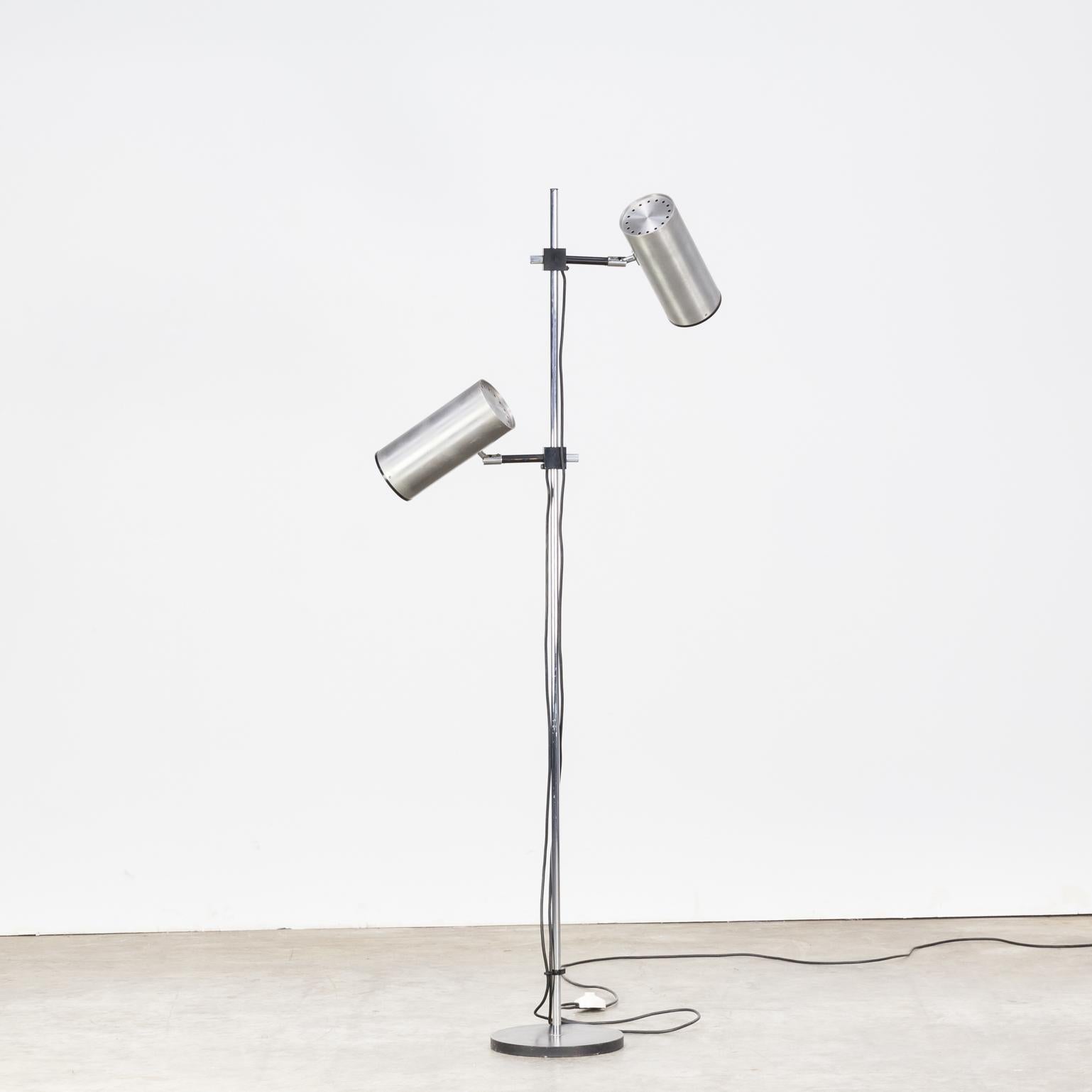 1960s Maria Pergay Twin Stainless Steel Shade Floor Lamp for Uginox–Ugine Gueugn For Sale 7