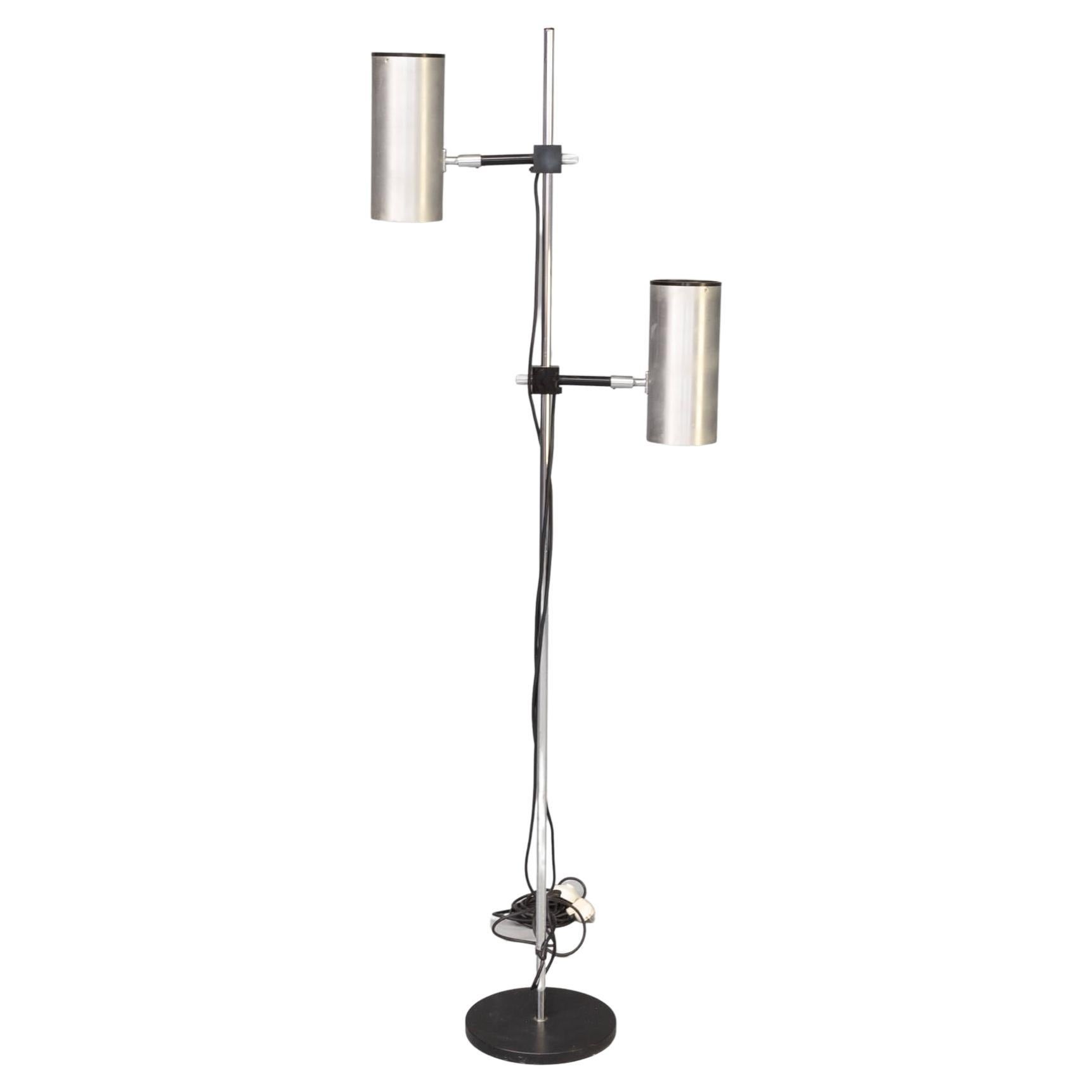 6os Maria Pergay Twin Stainless Steel Shade Floor Lamp for Uginox, Ugine Gueugn For Sale