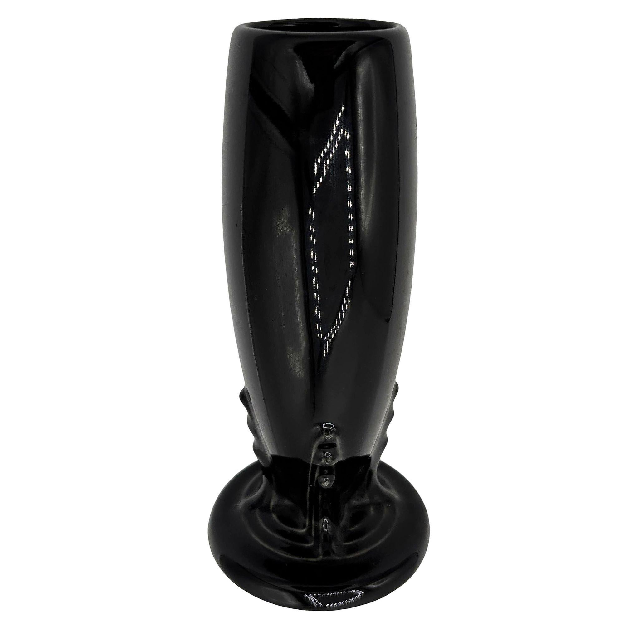 Vaso a bocciolo nero neo Art Deco alto 6