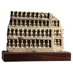 6th-8th C. Post-Gupta Sandstone Thousand Buddhas Bodh Gaya Temple Stela Relief