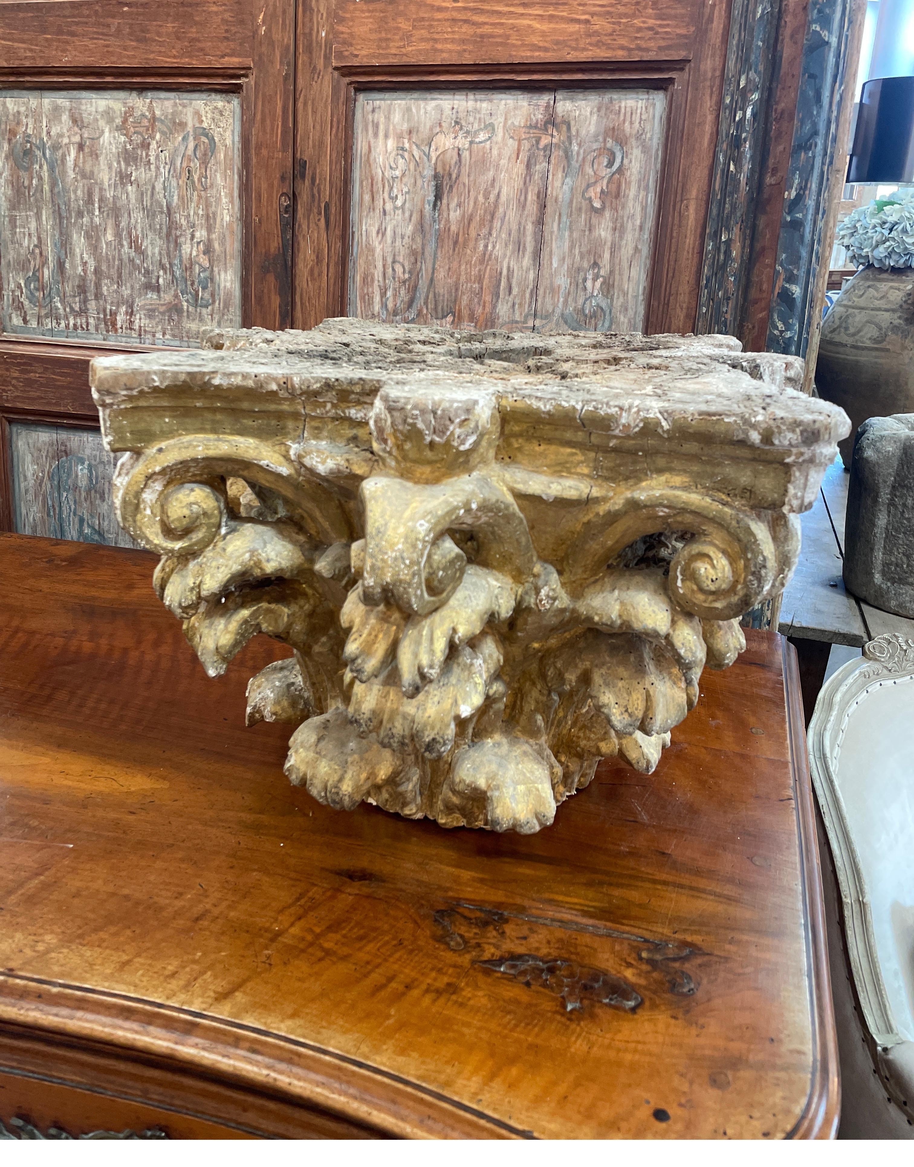 !6th Century, Carved Gilt Wood Capital For Sale 5