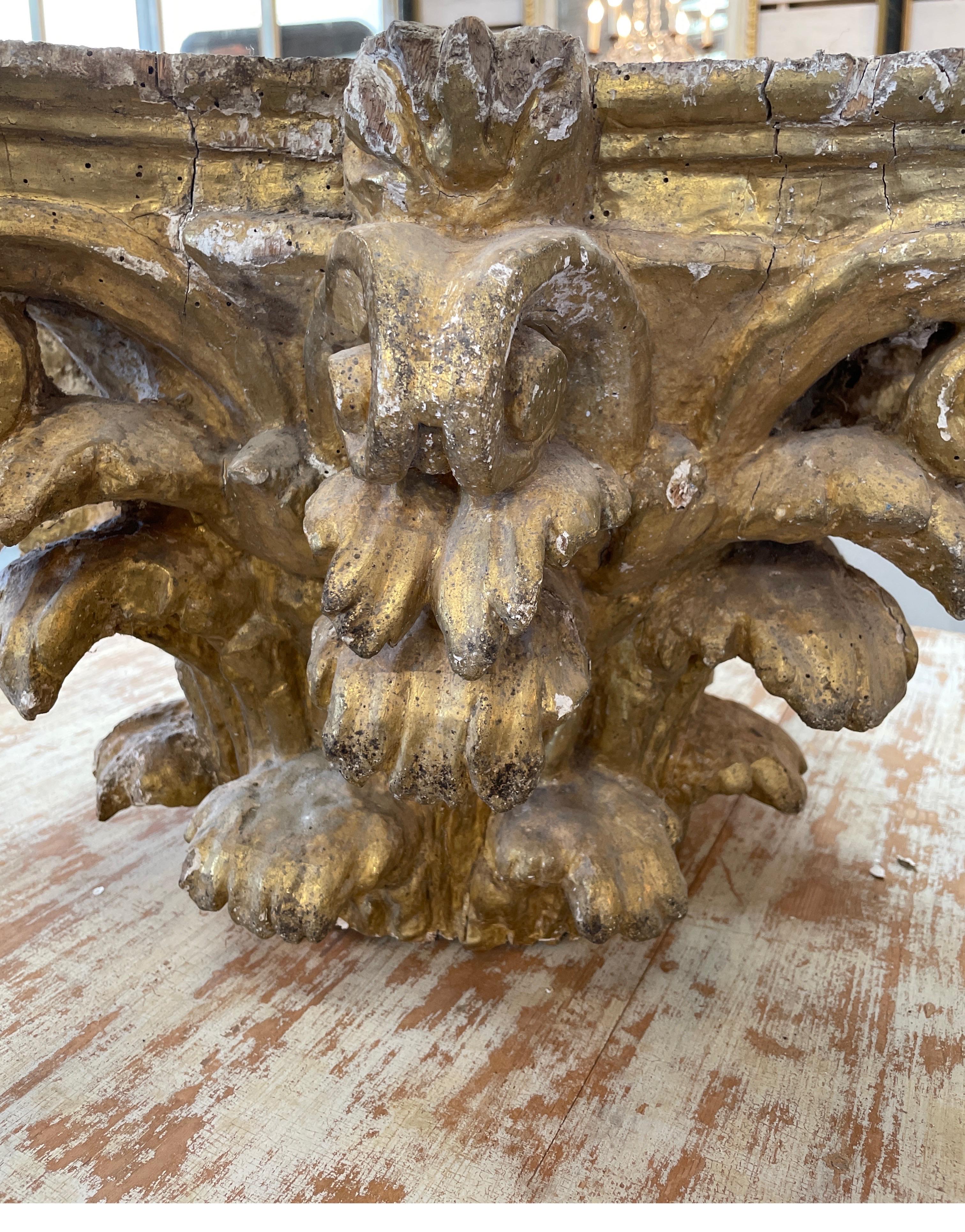!6th Century, Carved Gilt Wood Capital For Sale 2