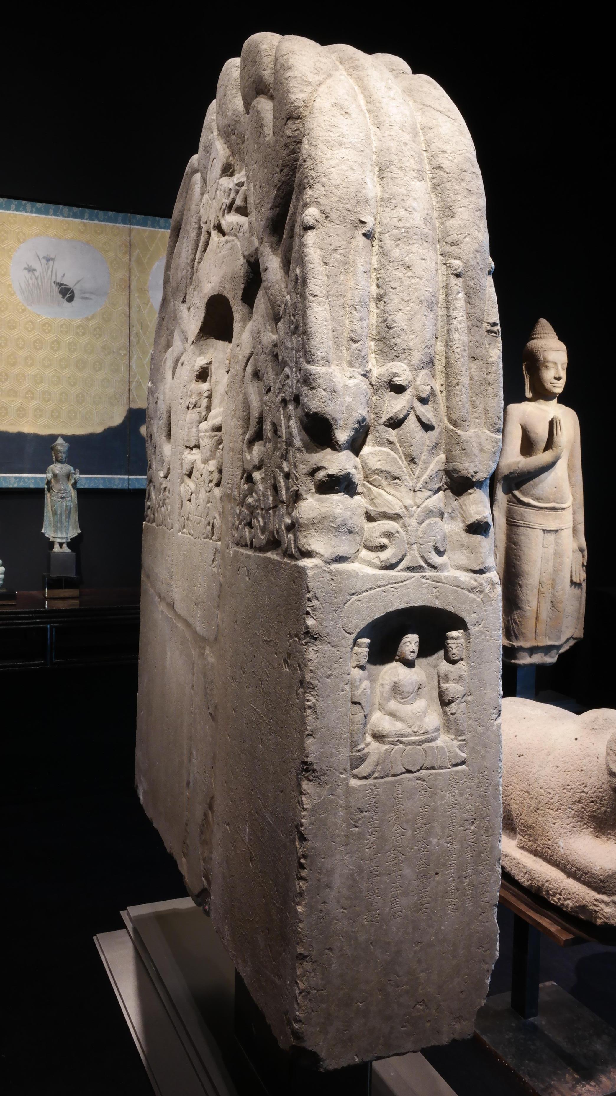6th Century, Rare and Important Northern Qi Limestone Stele, Art of China For Sale 6