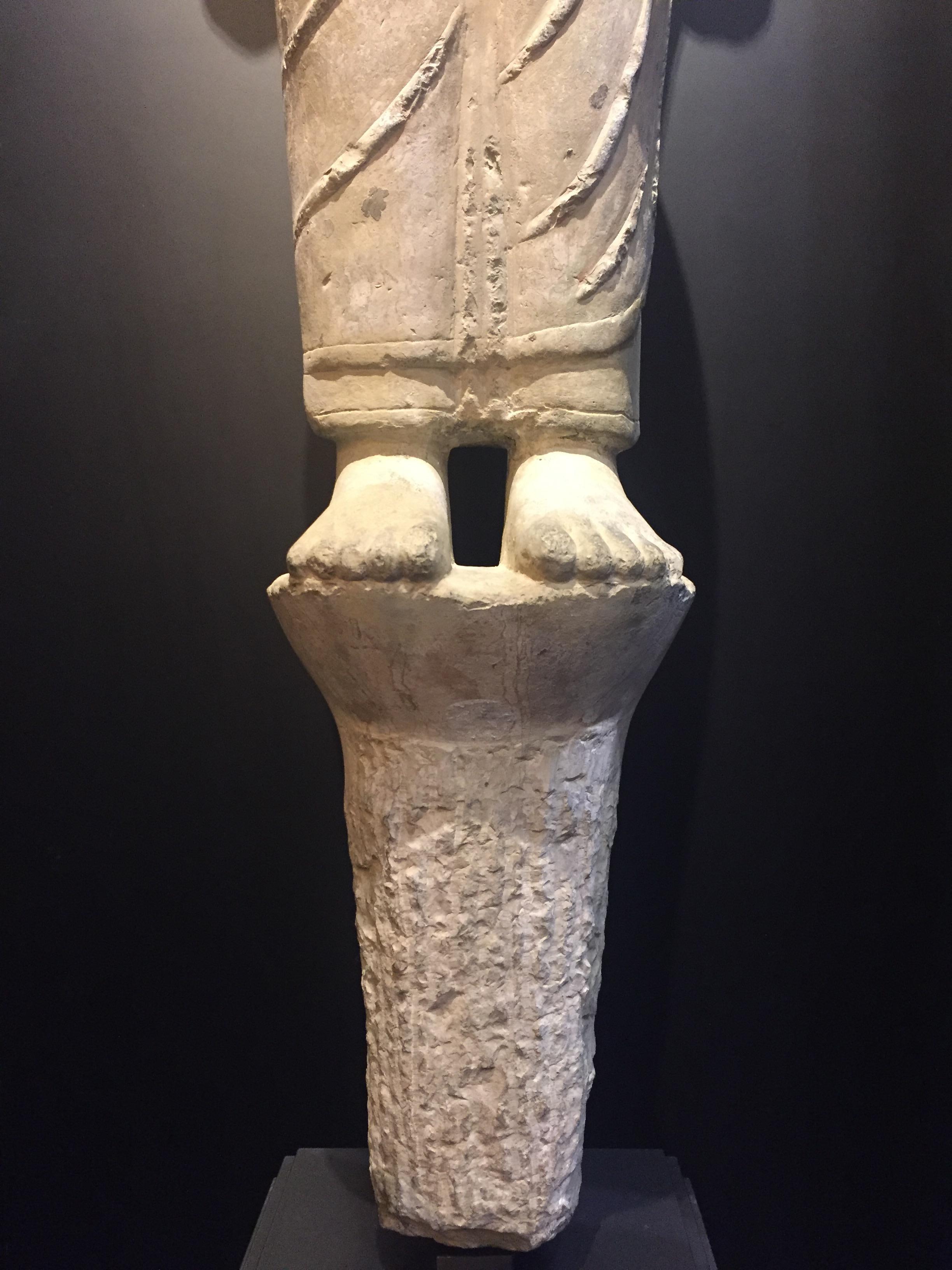 Hand-Carved 6th Century, Important Limestone Northern Qi Standing Buddha, Art of China For Sale