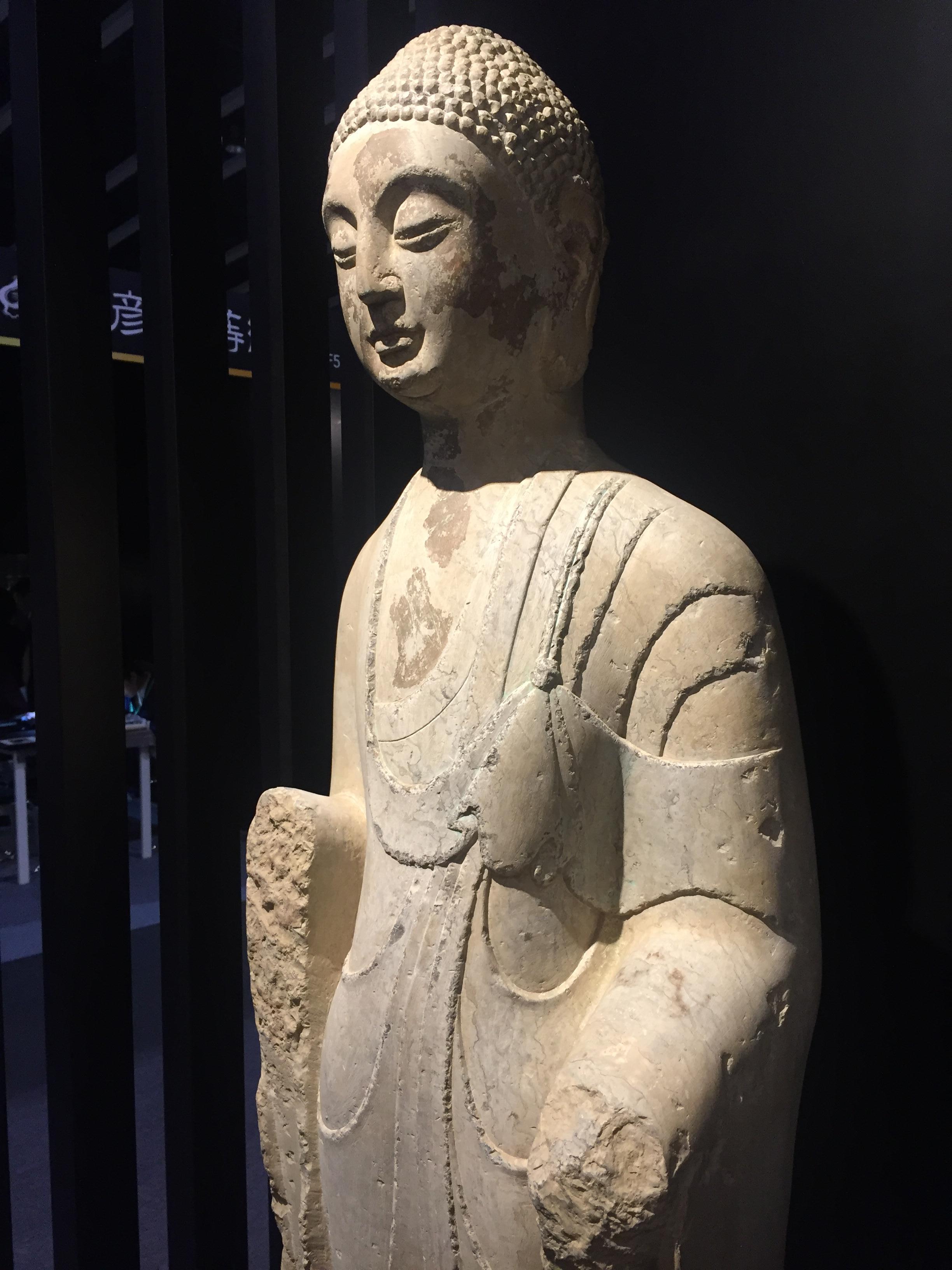 Chinese 6th Century, Rare and Important Northern Qi Standing Buddha, Art of China For Sale