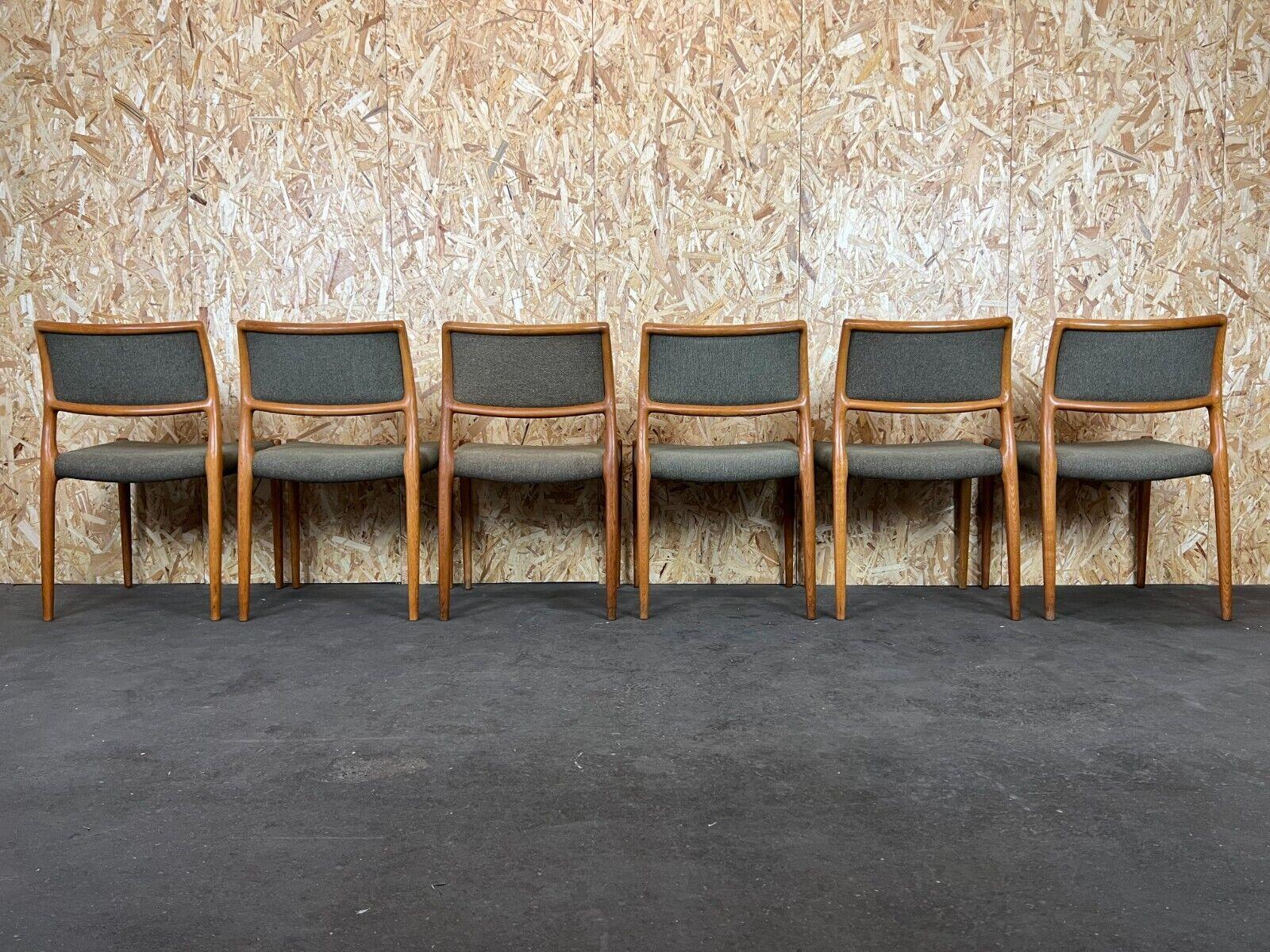 Tissu 6x 60s 70s Chairs Chaise de salle à manger en teck Niels O. Möller for J.L. Moller's en vente
