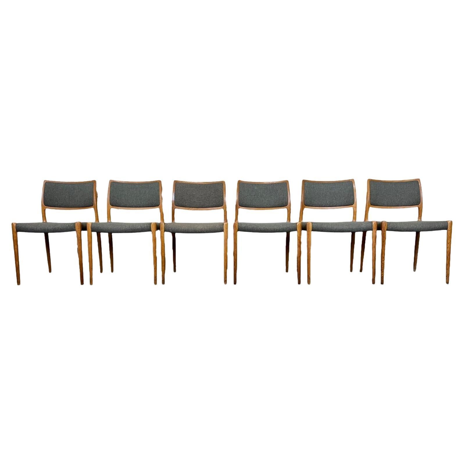 6x 60s 70s Chairs Chaise de salle à manger en teck Niels O. Möller for J.L. Moller's en vente