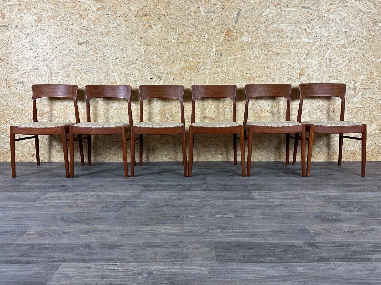 Danish 6x 60s 70s teak chairs by Henning Kjærnulf for Korup Stolefabrik Model 26 For Sale