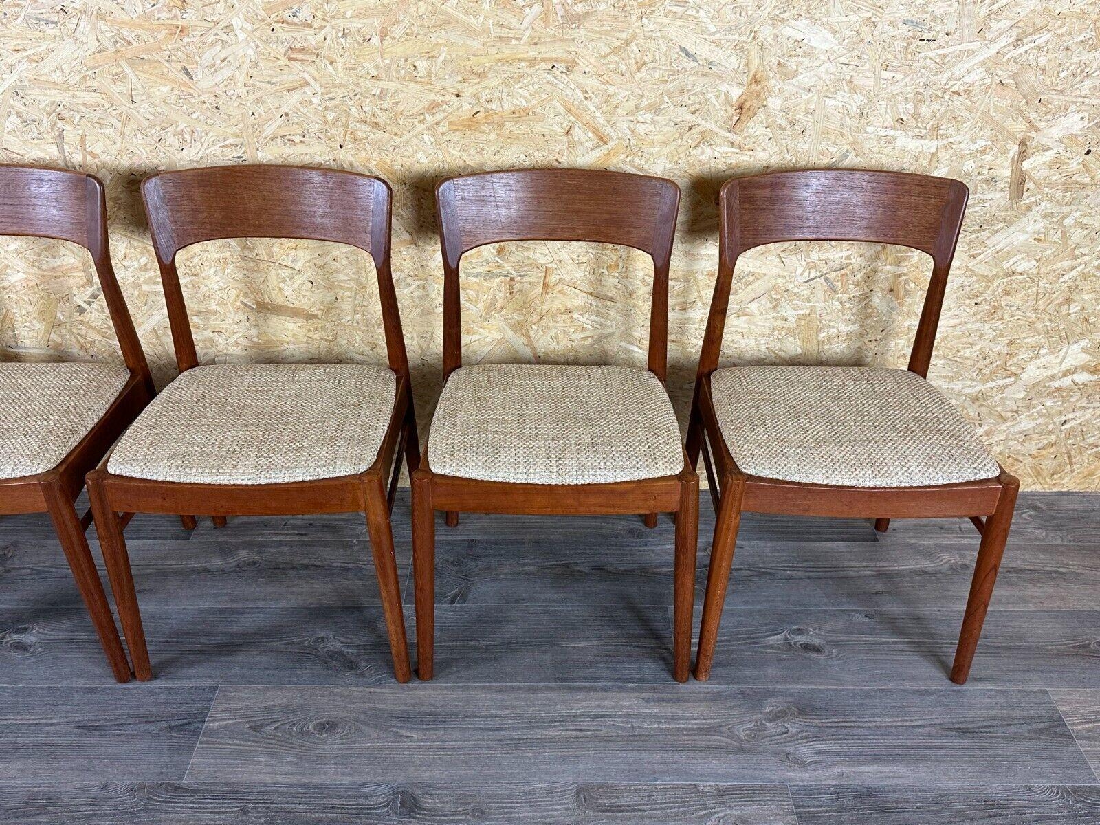 Fabric 6x 60s 70s teak chairs by Henning Kjærnulf for Korup Stolefabrik Model 26 For Sale