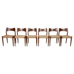 6x 60s/70s Teak Dining Chairs by Niels O. Möller for J.L. Møllers 60s