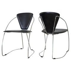 6x Arrben Italian Chrome & Leather Dining Chairs