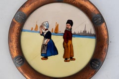 6x art deco copper cermaic Coaster Vienna Around 1920s ( one cracked ) 1920s