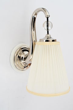 6x Art Deco nickel - plated wall lamps with fabric shades vienna around 1920s