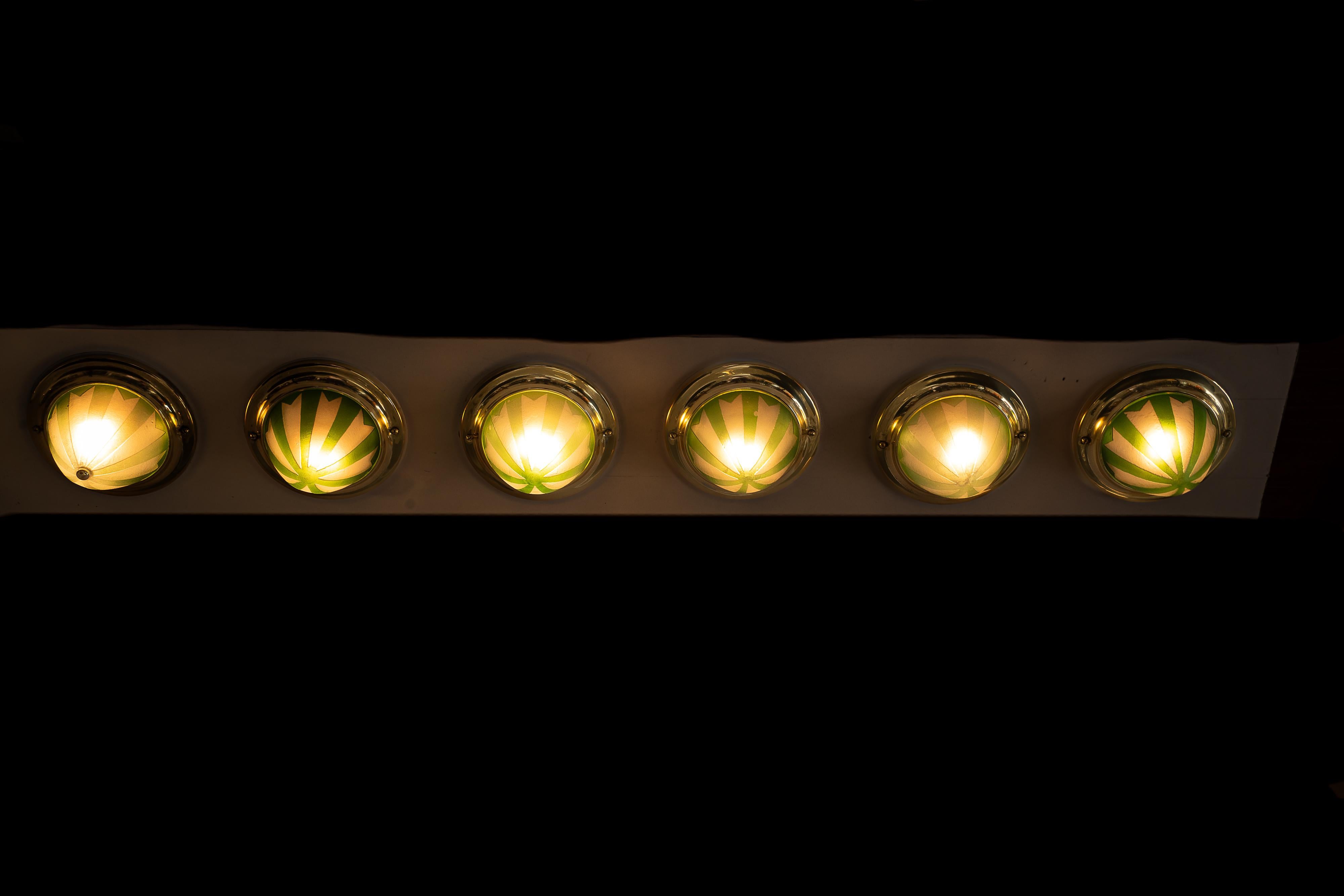 6x art deco spotlights with original glass shades vienna 1920s For Sale 2