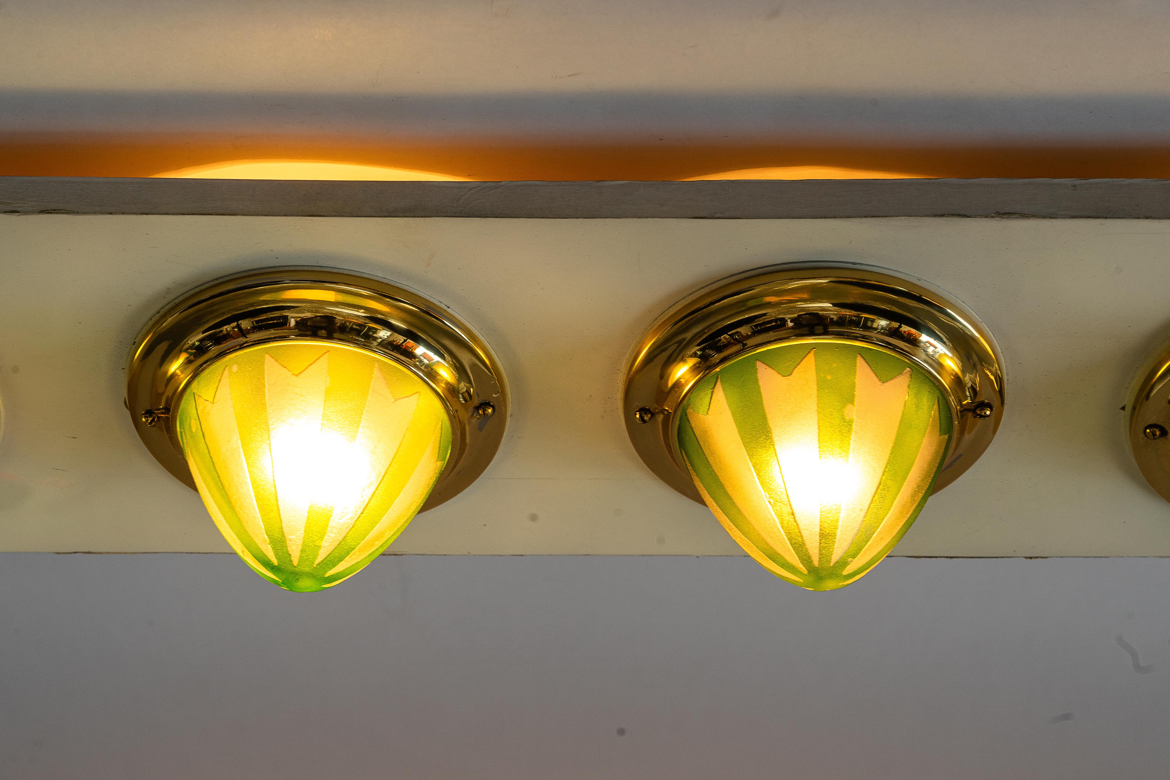 6x art deco spotlights with original glass shades vienna 1920s For Sale 4