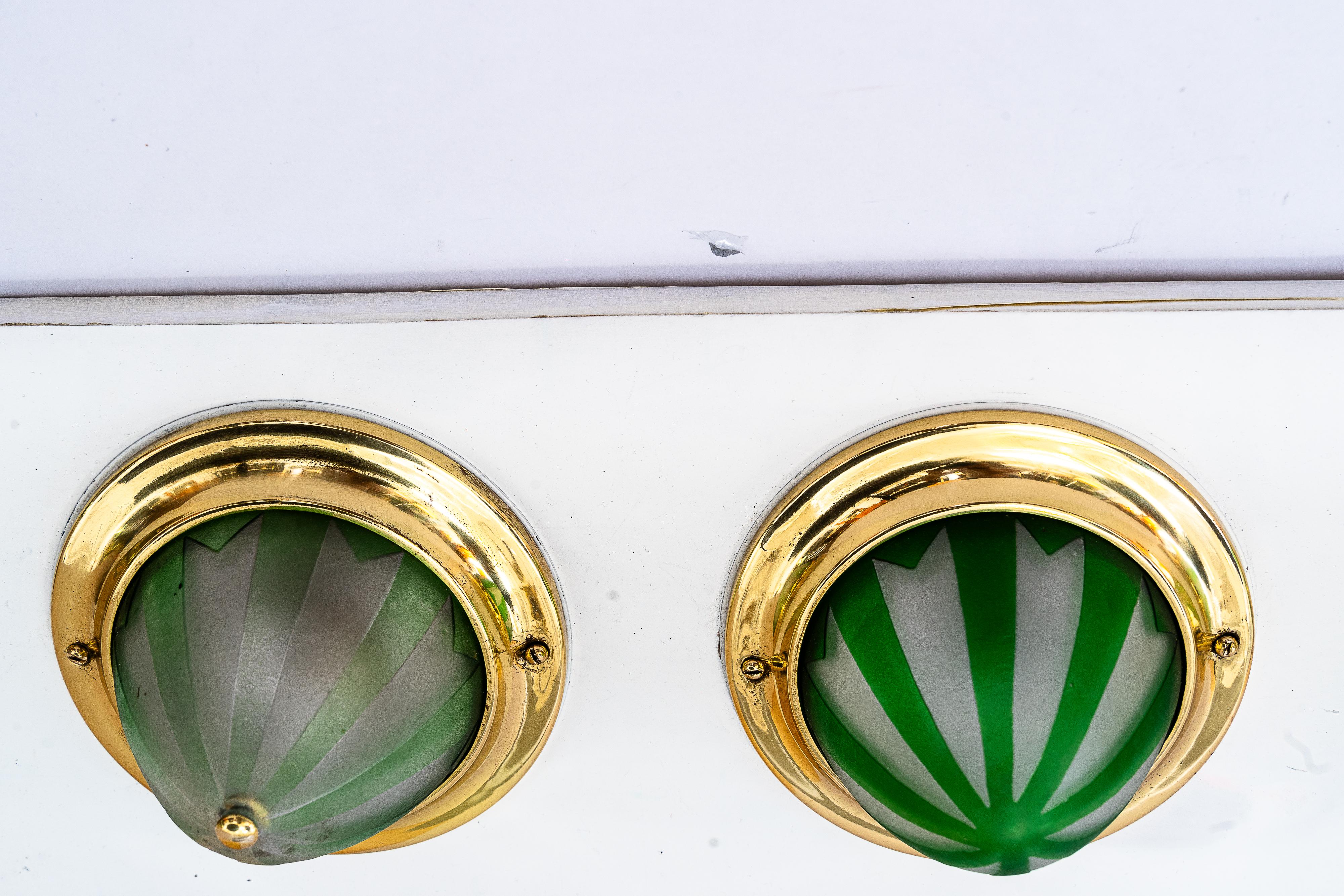 Lacquered 6x art deco spotlights with original glass shades vienna 1920s For Sale