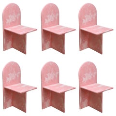 6x Contemporary Chairs Pink 100% Recycled Plastic Hand-Crafted by Anqa Studios