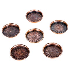 6x Copper Coaster Vienna Around 1950s