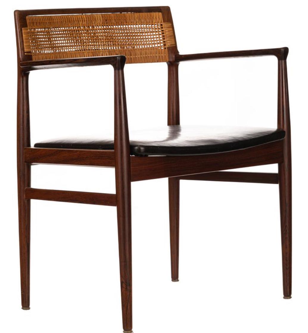 Faux Leather 6x Danish Rosewood Dining Chairs by Erik Wørts, 1950s For Sale