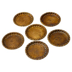 6x sottobicchieri in ottone art deco martellato Vienna 1920 circa