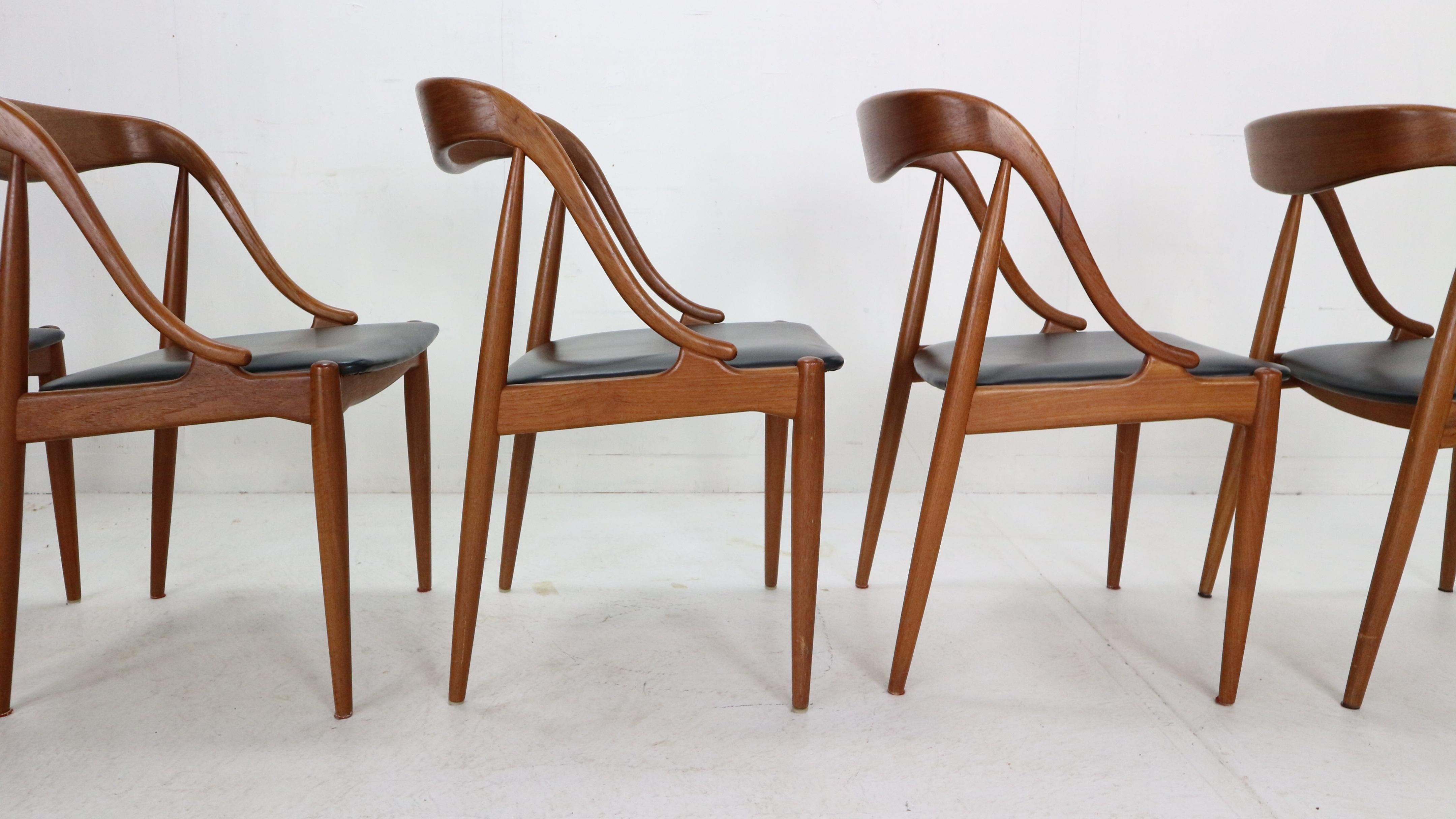 Johannes Andersen 6 Teak Dinning Chairs for Uldum Møbelfabrik, 1960s, Denmark 6