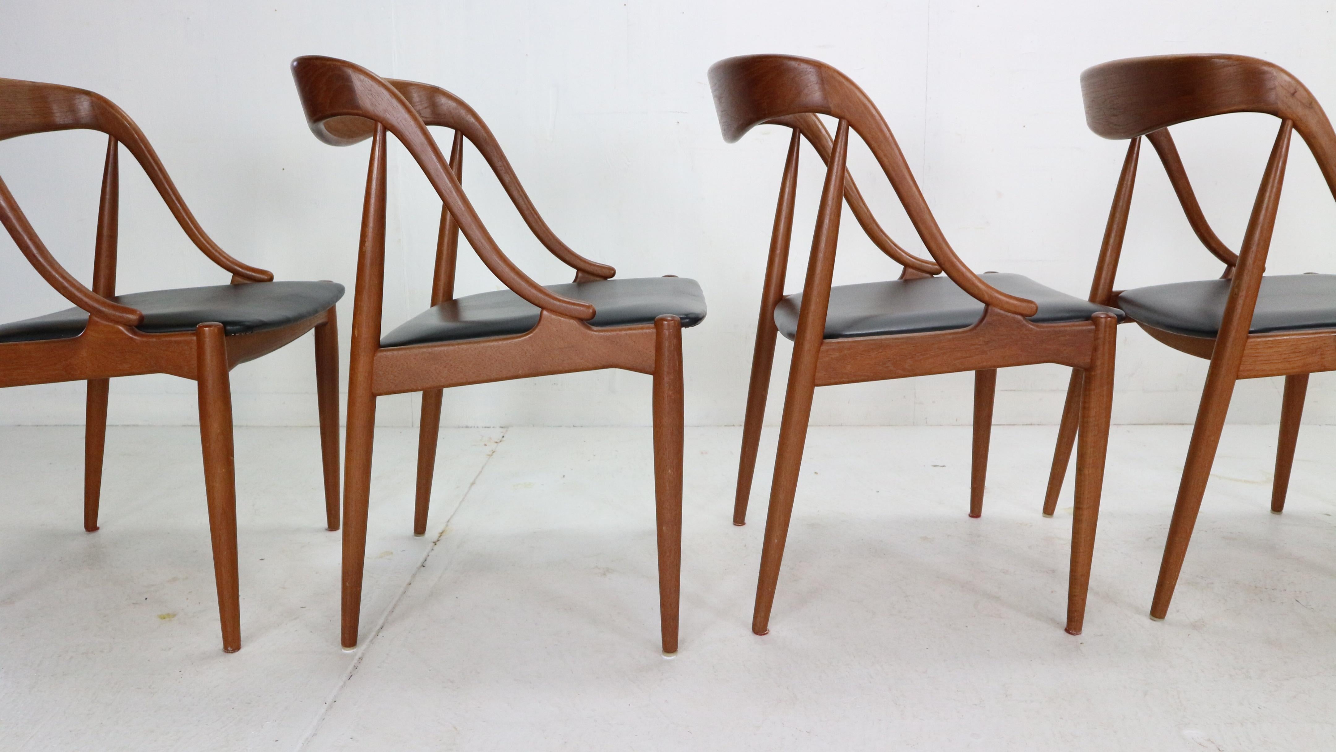 Johannes Andersen 6 Teak Dinning Chairs for Uldum Møbelfabrik, 1960s, Denmark 7