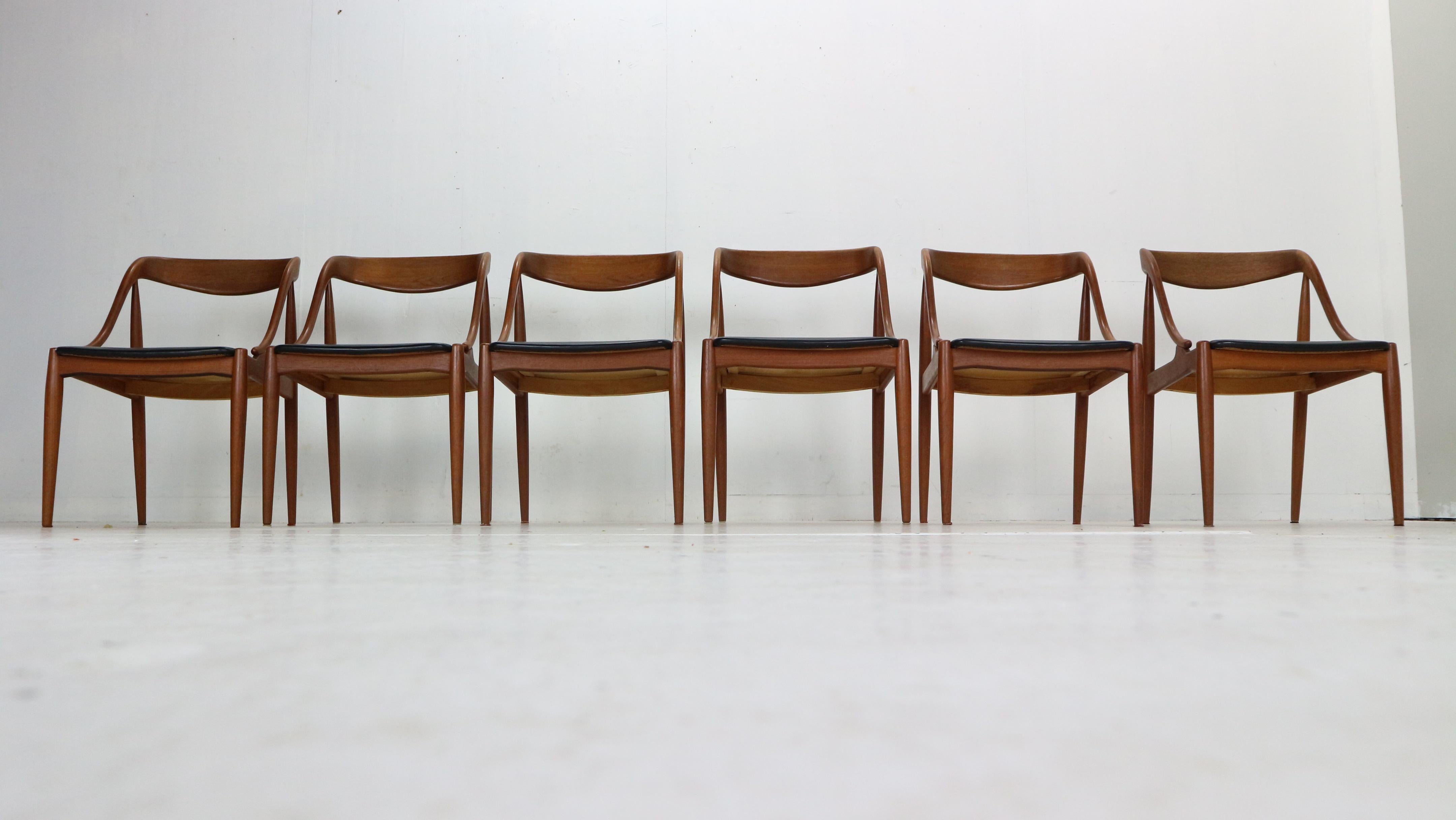 Danish Johannes Andersen 6 Teak Dinning Chairs for Uldum Møbelfabrik, 1960s, Denmark