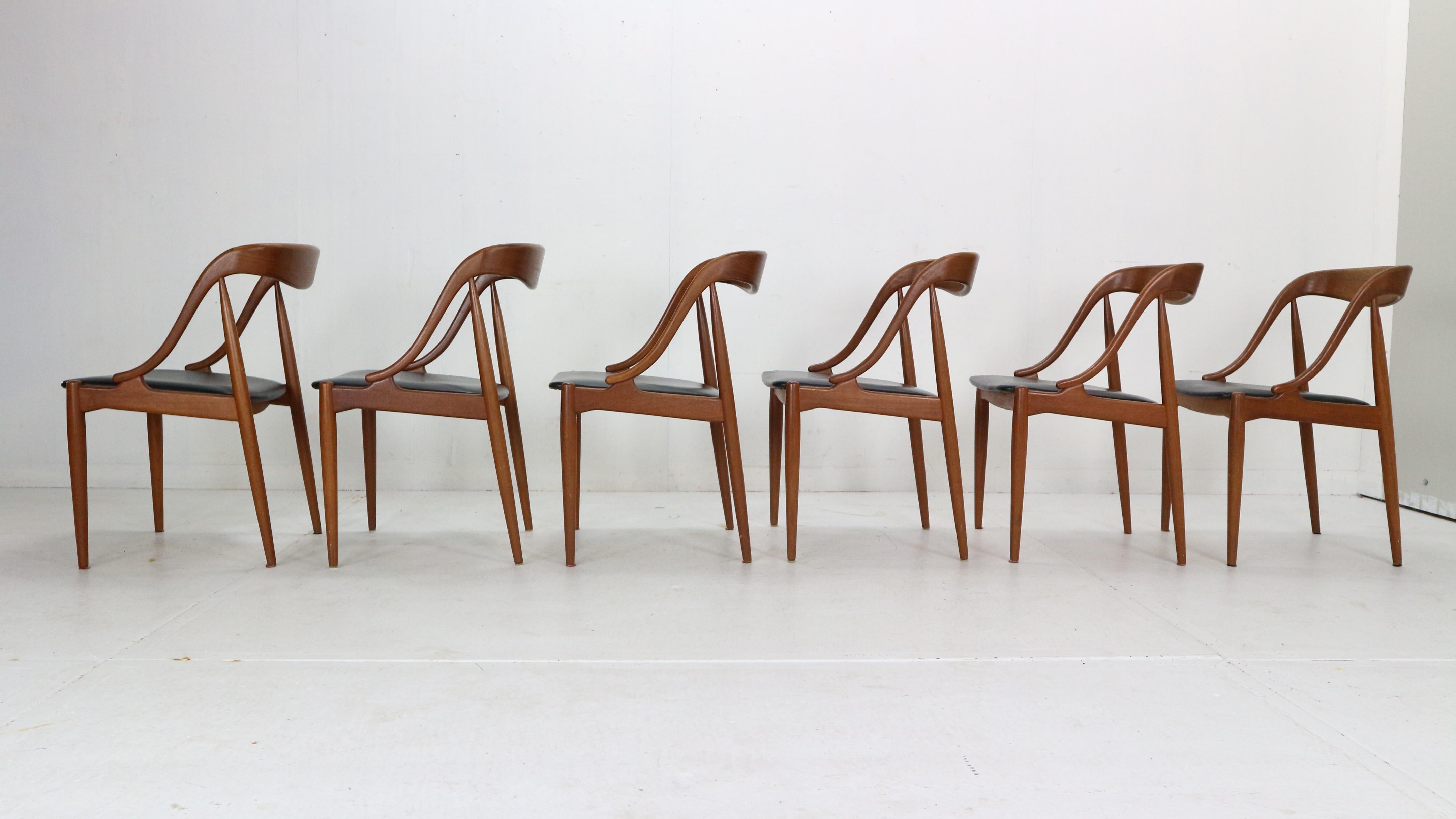 Johannes Andersen 6 Teak Dinning Chairs for Uldum Møbelfabrik, 1960s, Denmark In Good Condition In The Hague, NL