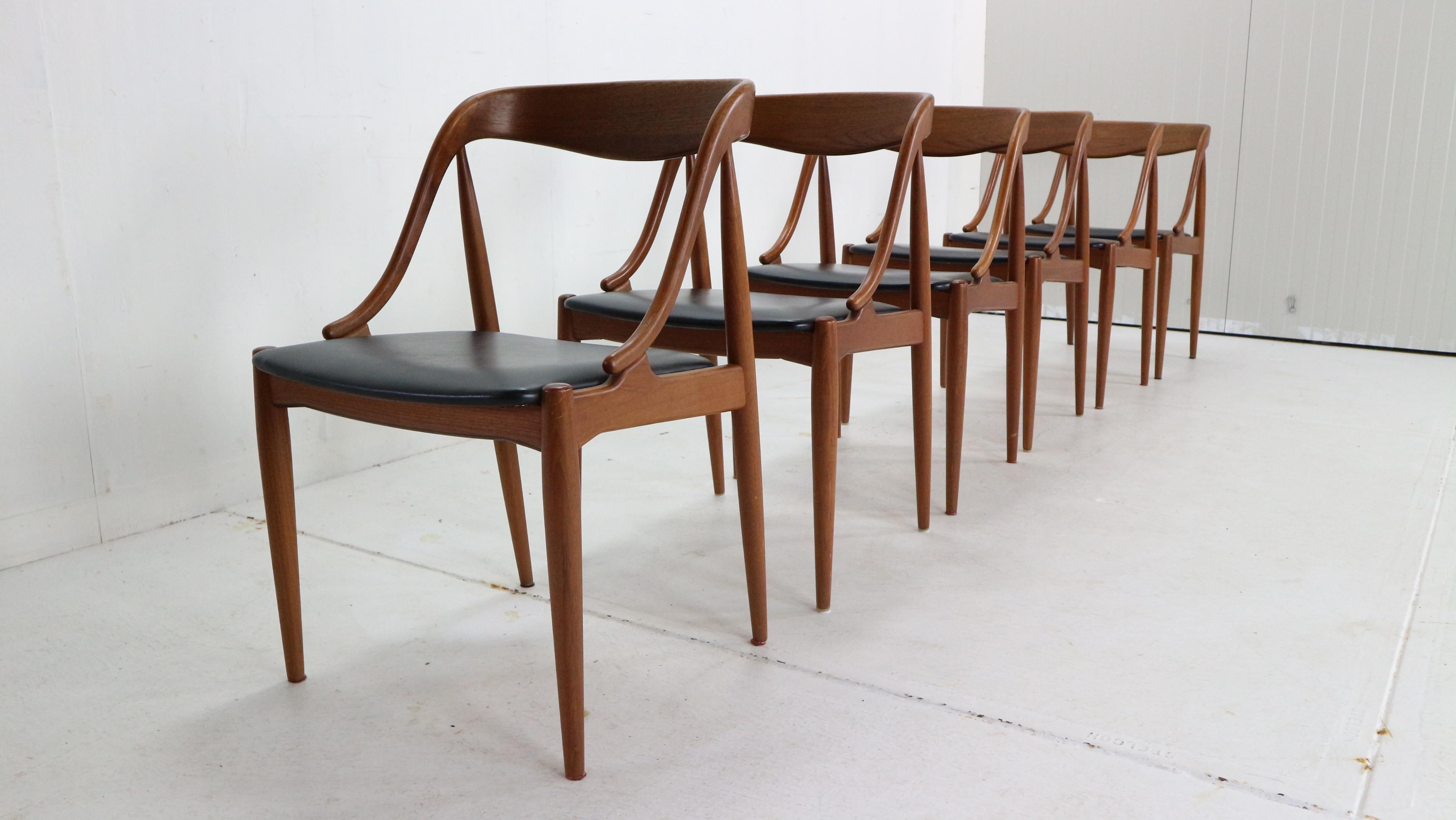 Mid-20th Century Johannes Andersen 6 Teak Dinning Chairs for Uldum Møbelfabrik, 1960s, Denmark