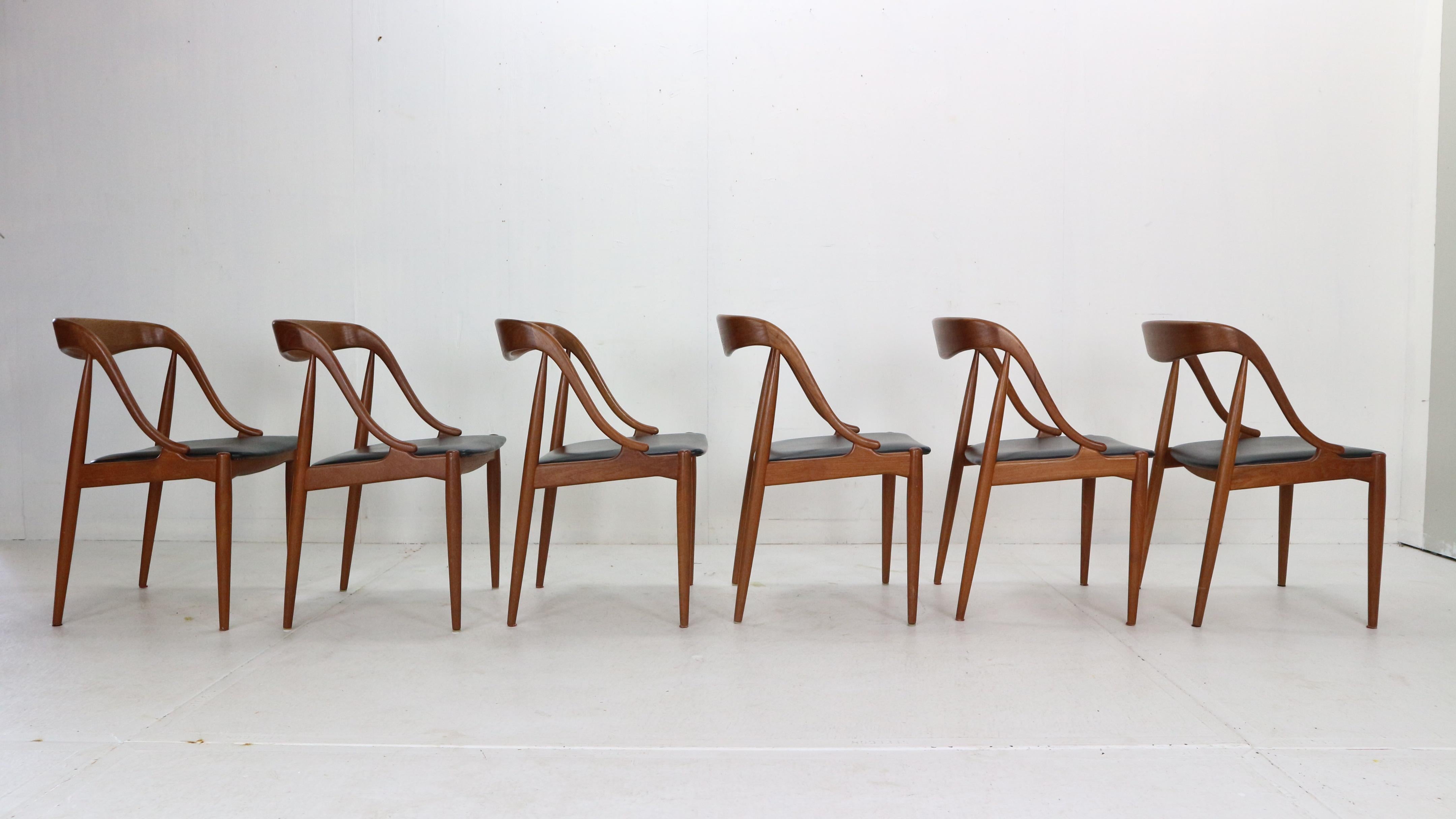 Johannes Andersen 6 Teak Dinning Chairs for Uldum Møbelfabrik, 1960s, Denmark 2