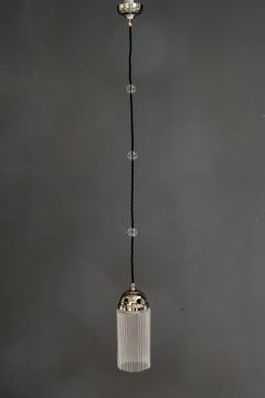 6x nickel plated art deco pendants with glass sticks vienna around 1920s