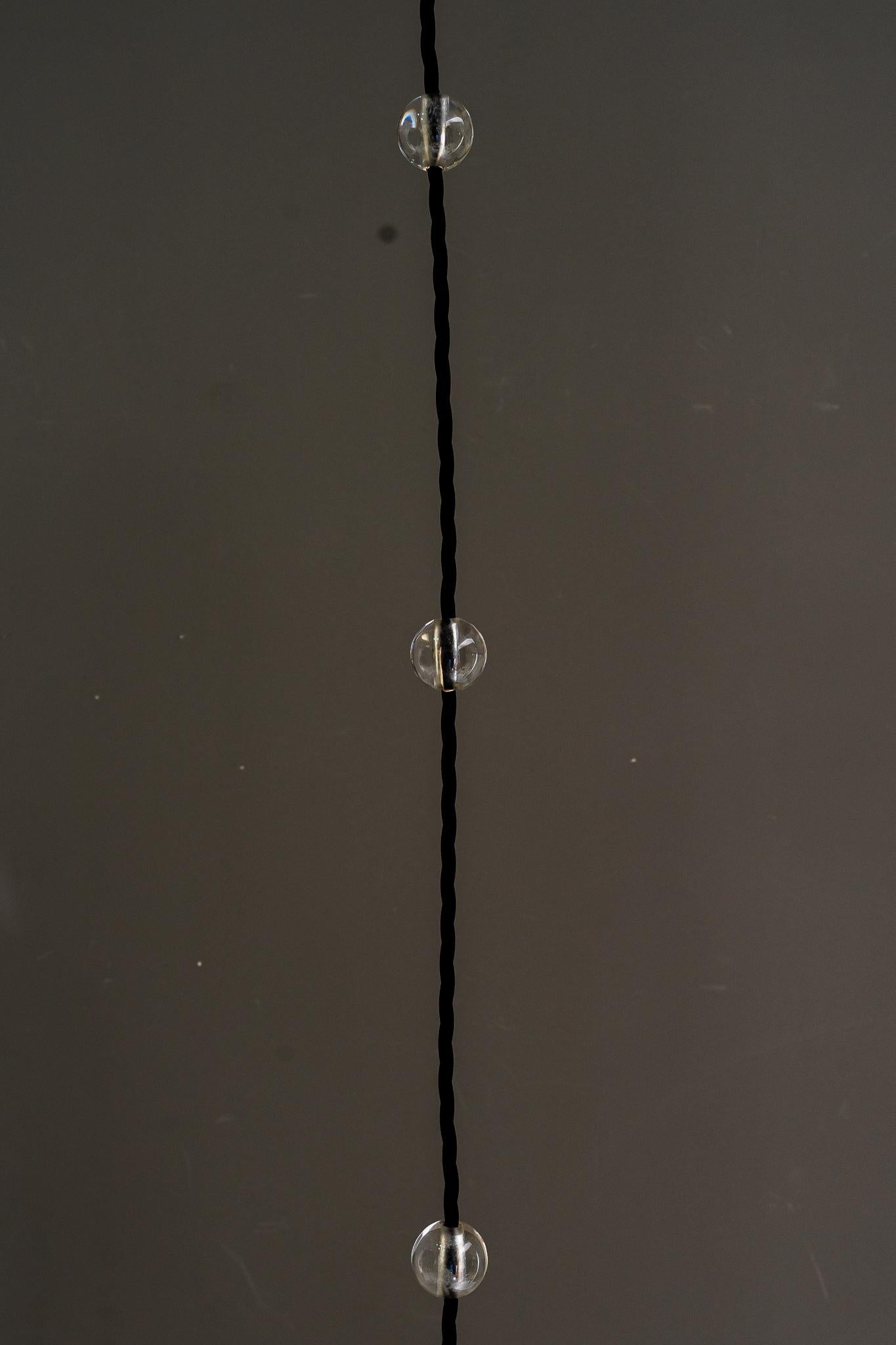 Ottone 6x ciondoli art deco placcati in nichel con bacchette di vetro vienna 1920 circa in vendita