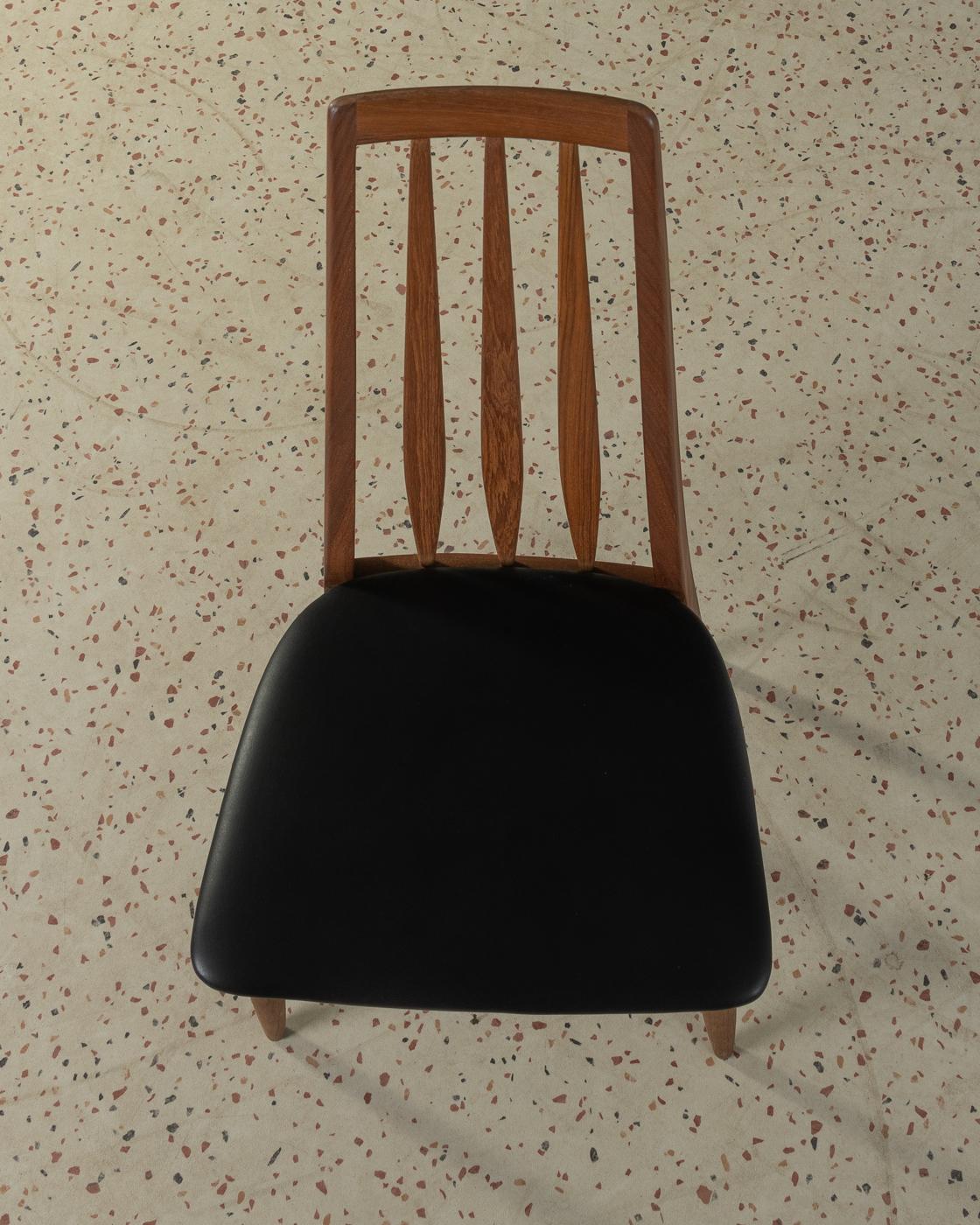 6x Niels Koefoed „Eva“ Esszimmerstühle, 1960er-Jahre (Leder) im Angebot