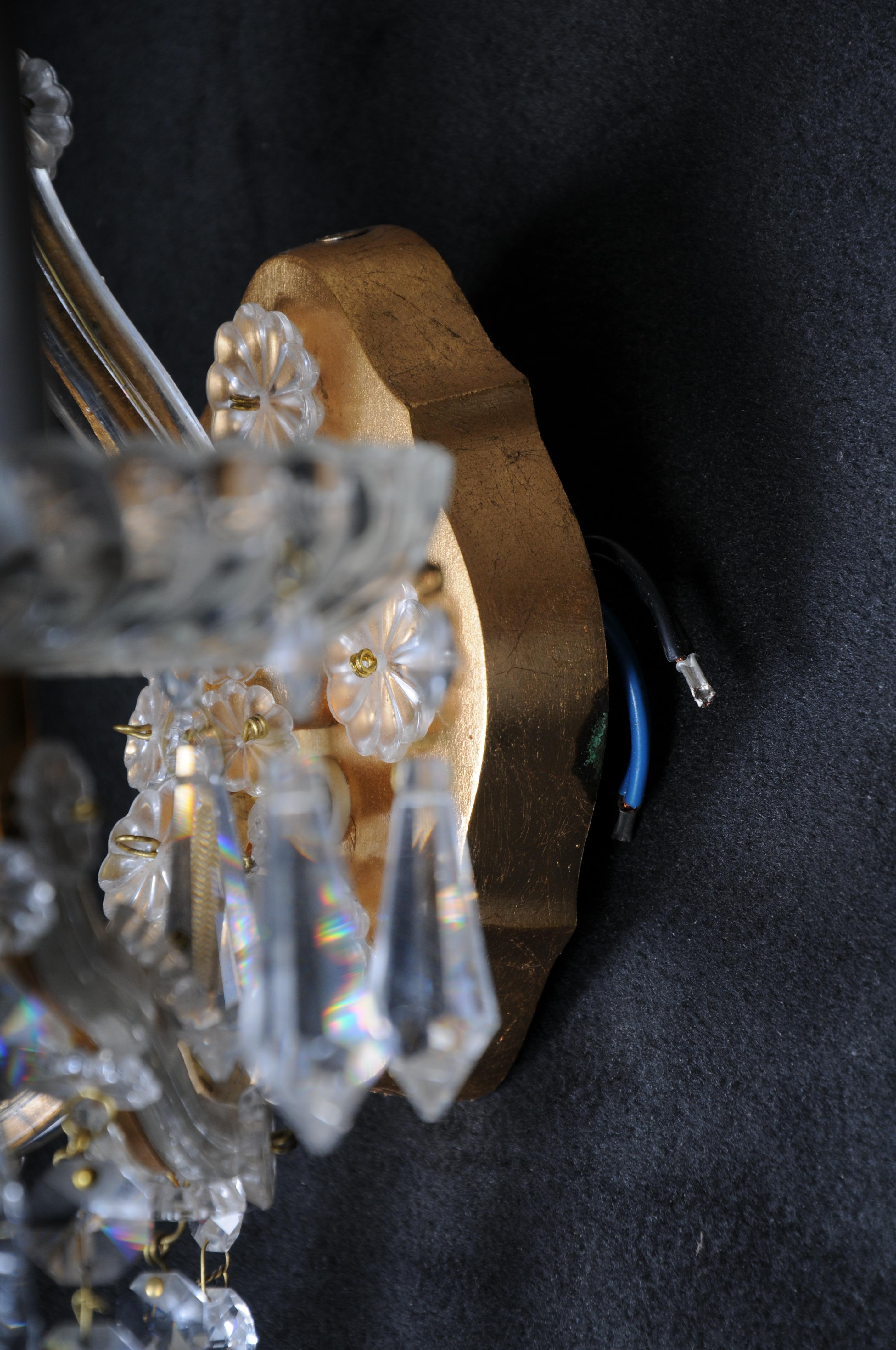 6x Palwa wall sconces 1960 style Maria Theresia crystal brass For Sale 3
