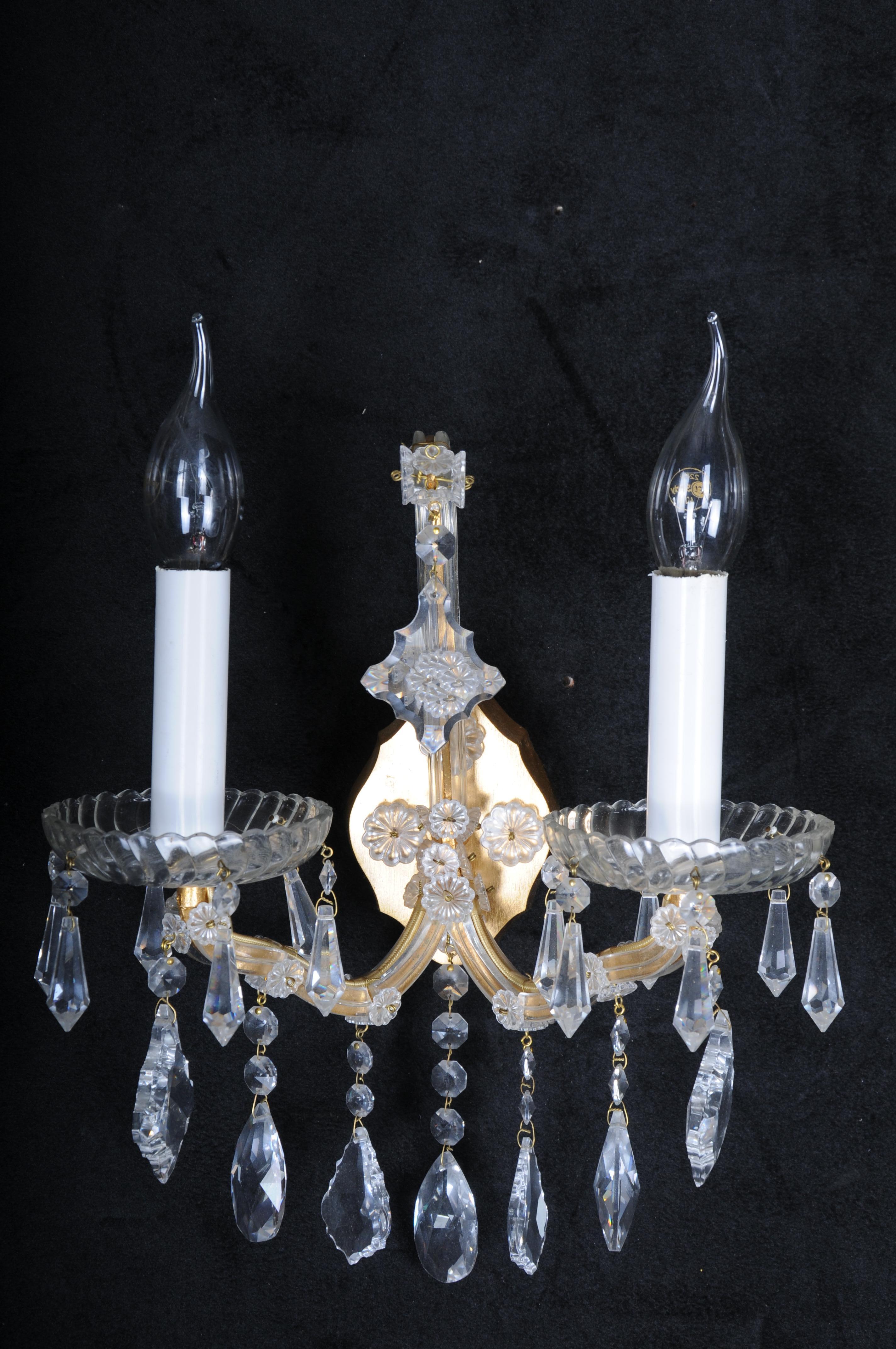 6x Palwa wall sconces 1960 style Maria Theresia crystal brass For Sale 4