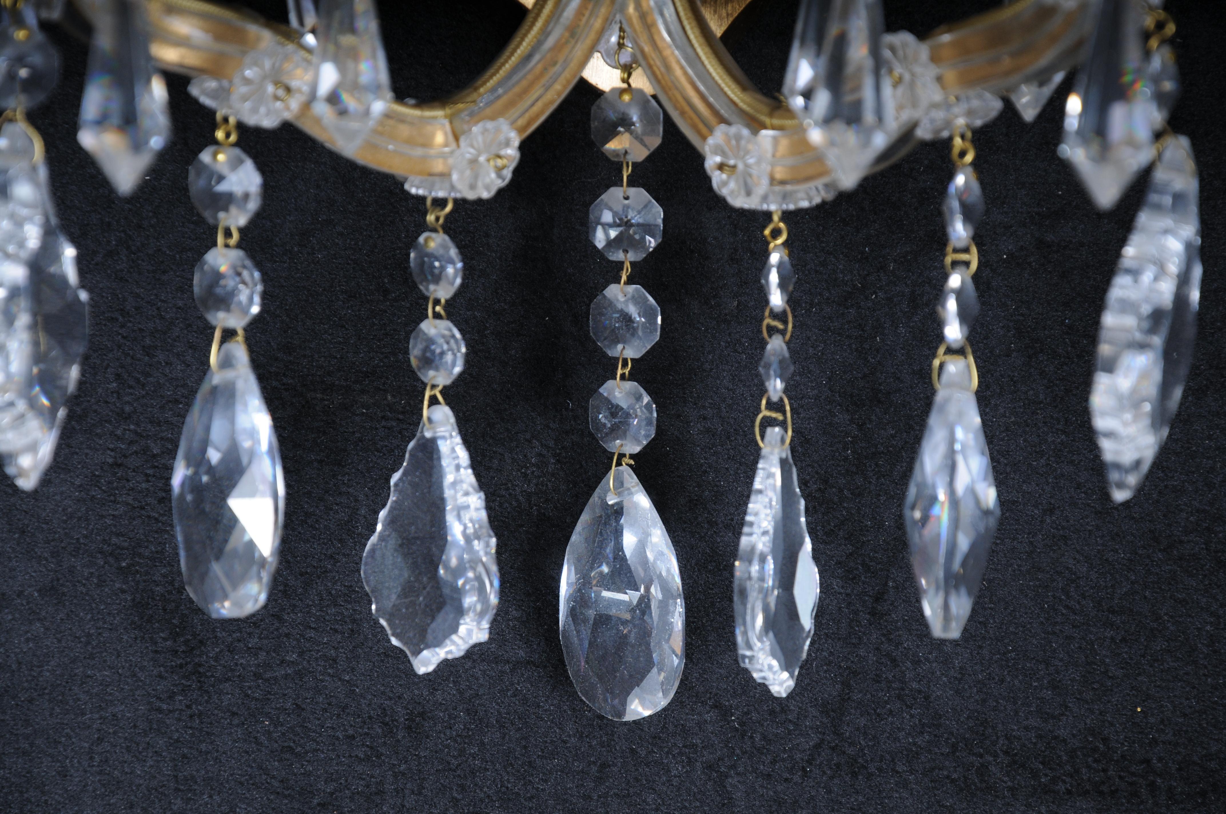 6x Palwa wall sconces 1960 style Maria Theresia crystal brass For Sale 5
