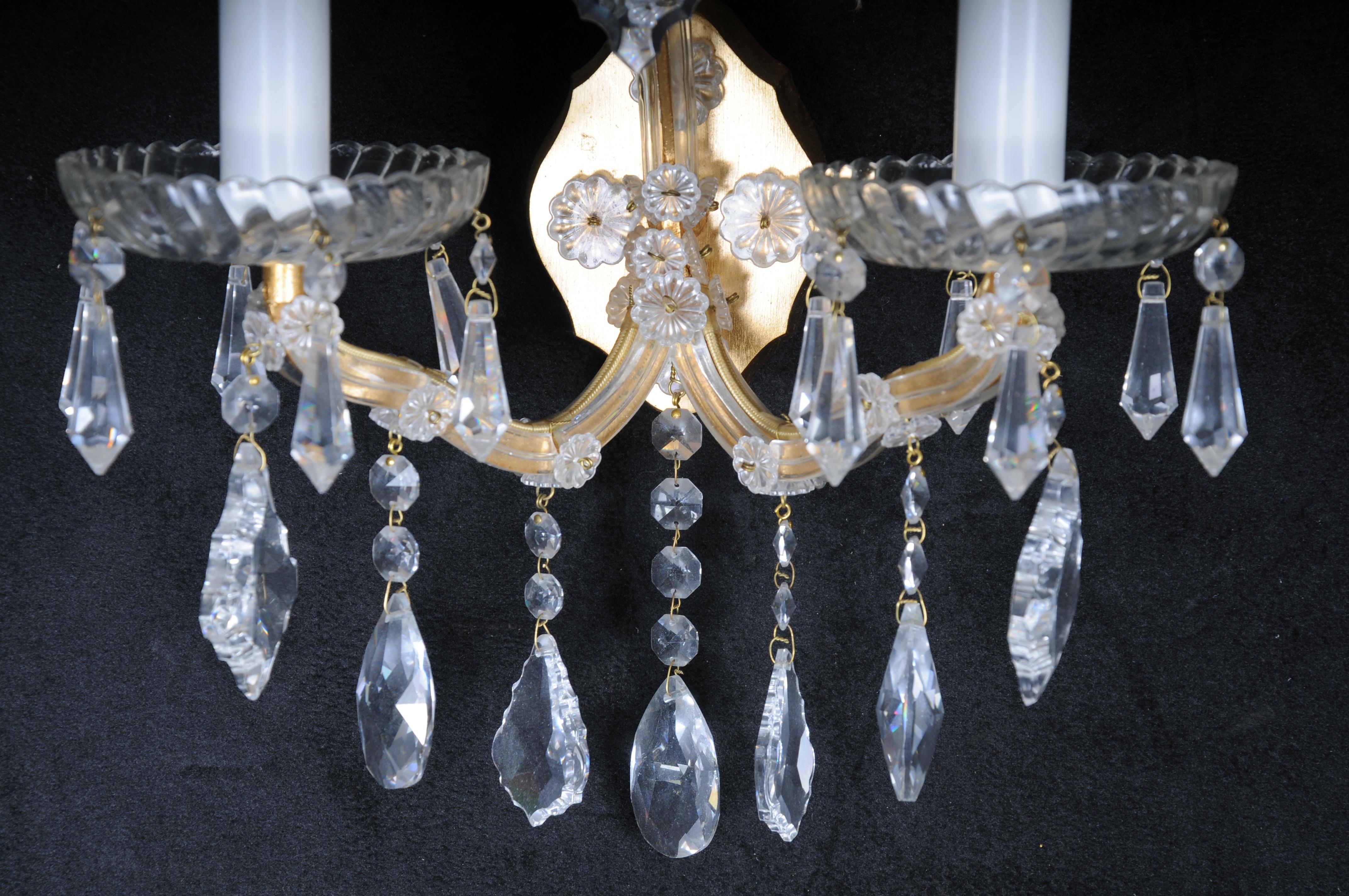 6x Palwa wall sconces 1960 style Maria Theresia crystal brass For Sale 6