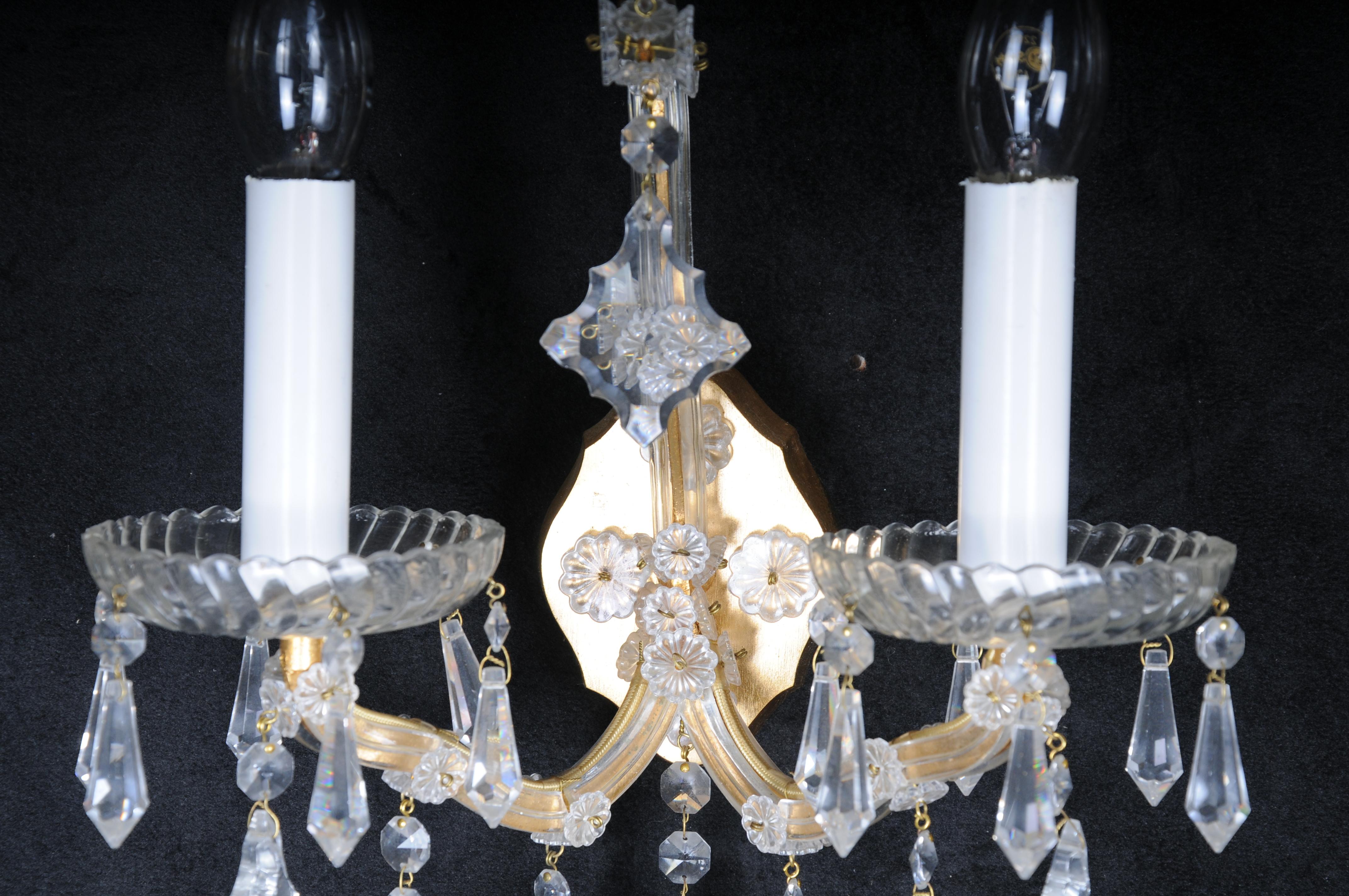 6x Palwa wall sconces 1960 style Maria Theresia crystal brass For Sale 7