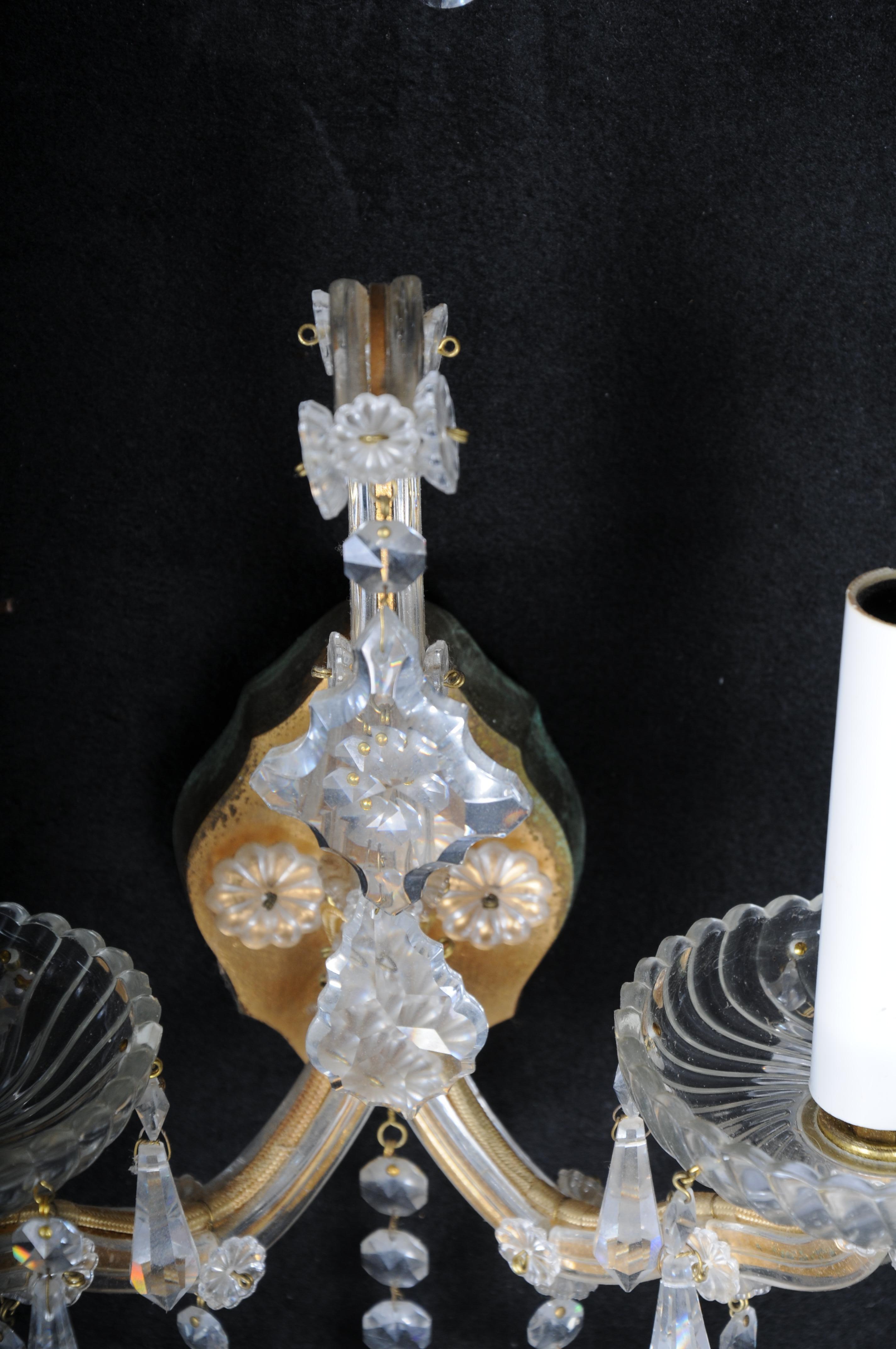 6x Palwa wall sconces 1960 style Maria Theresia crystal brass For Sale 9
