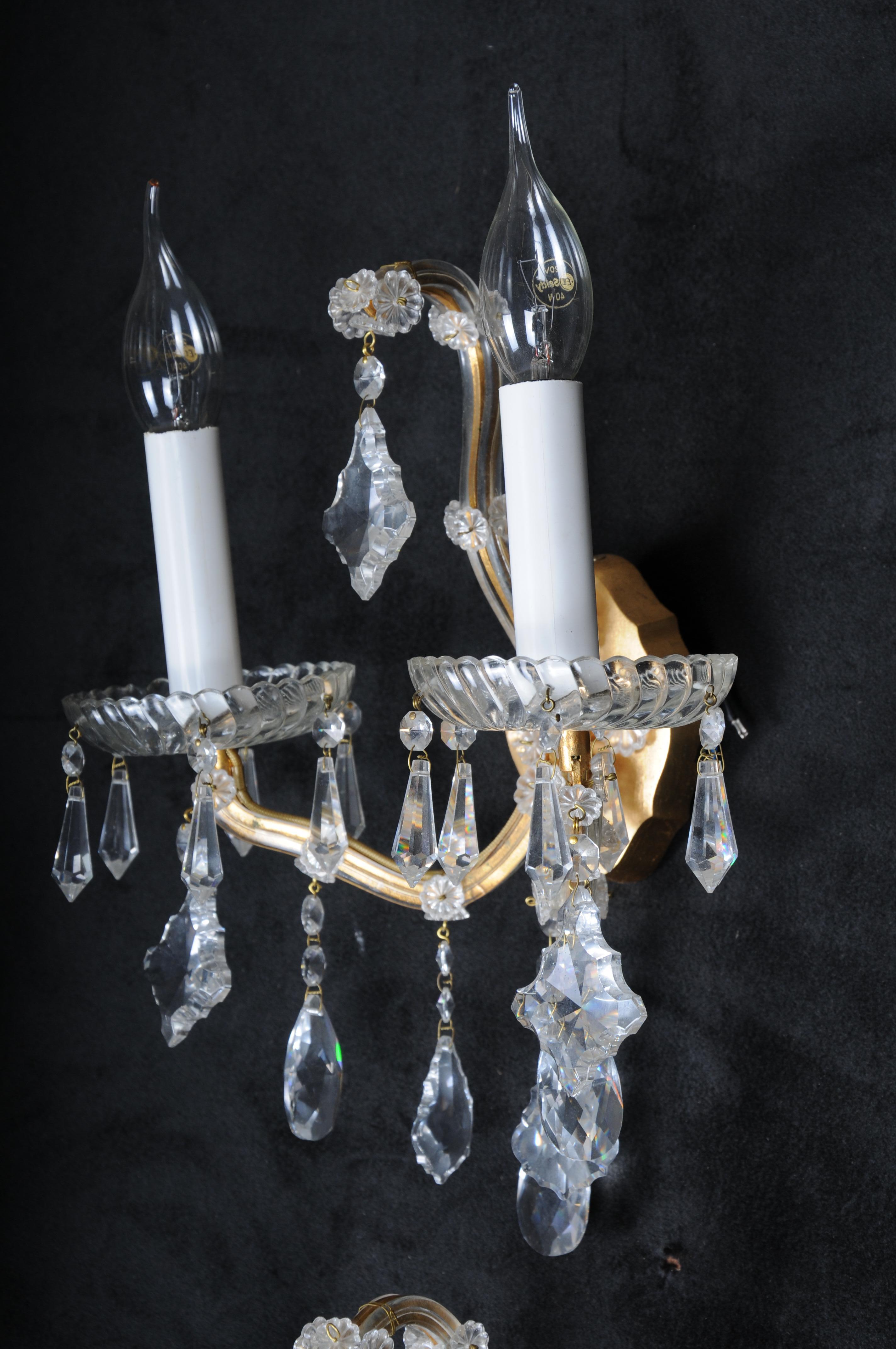 6x Palwa wall sconces 1960 style Maria Theresia crystal brass In Good Condition For Sale In Berlin, DE