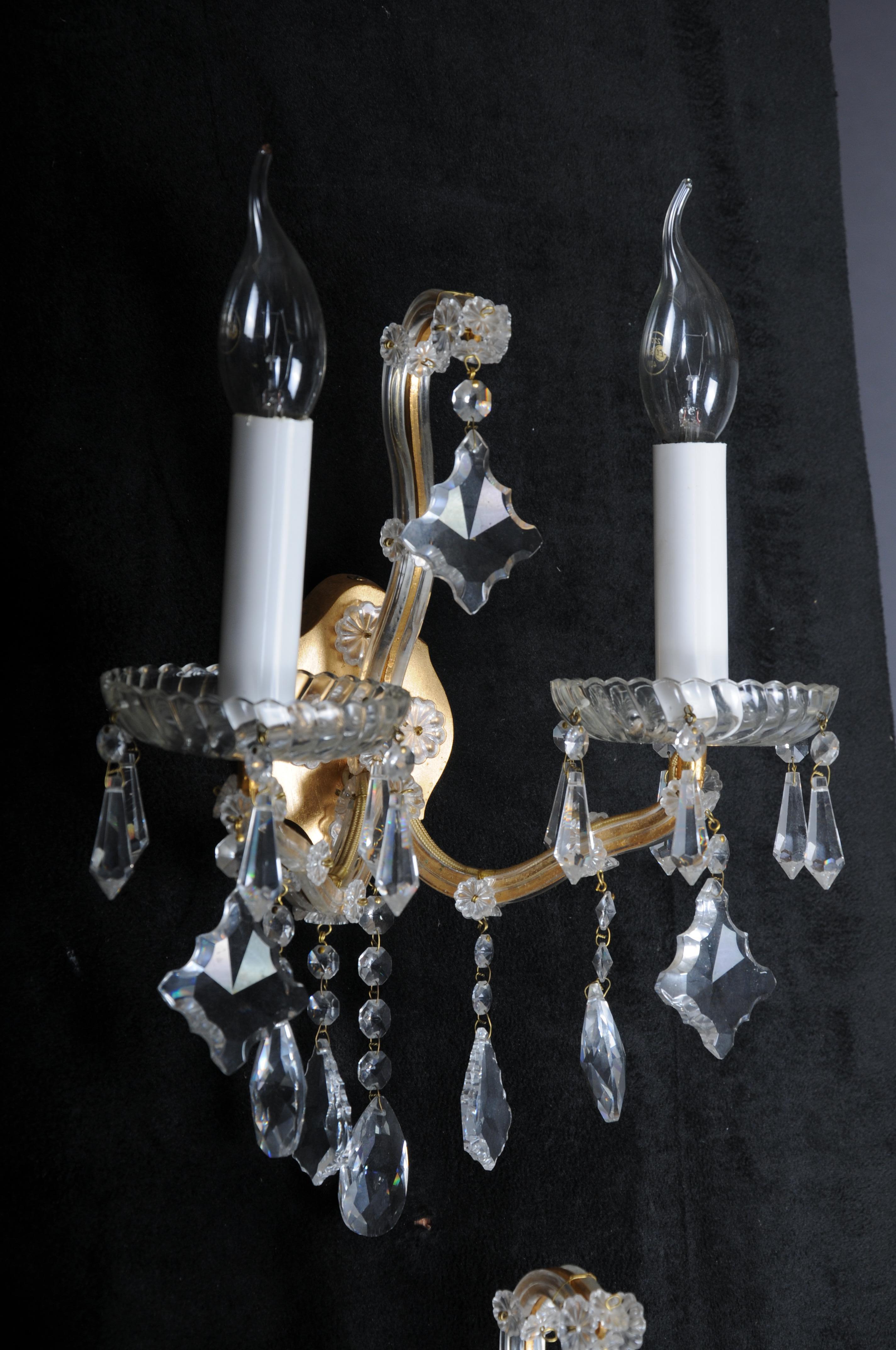 Mid-20th Century 6x Palwa wall sconces 1960 style Maria Theresia crystal brass For Sale
