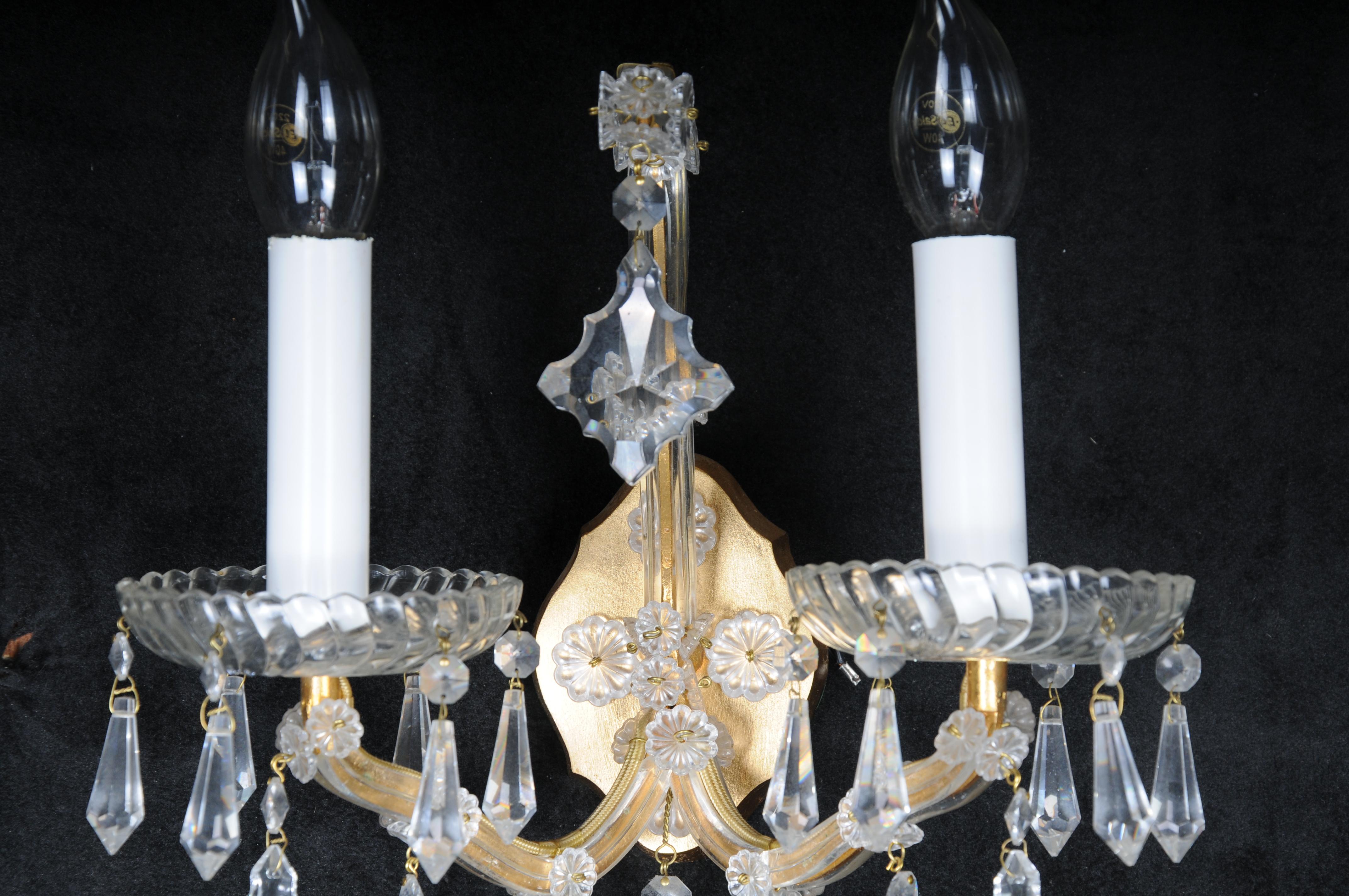 6x Palwa wall sconces 1960 style Maria Theresia crystal brass For Sale 1